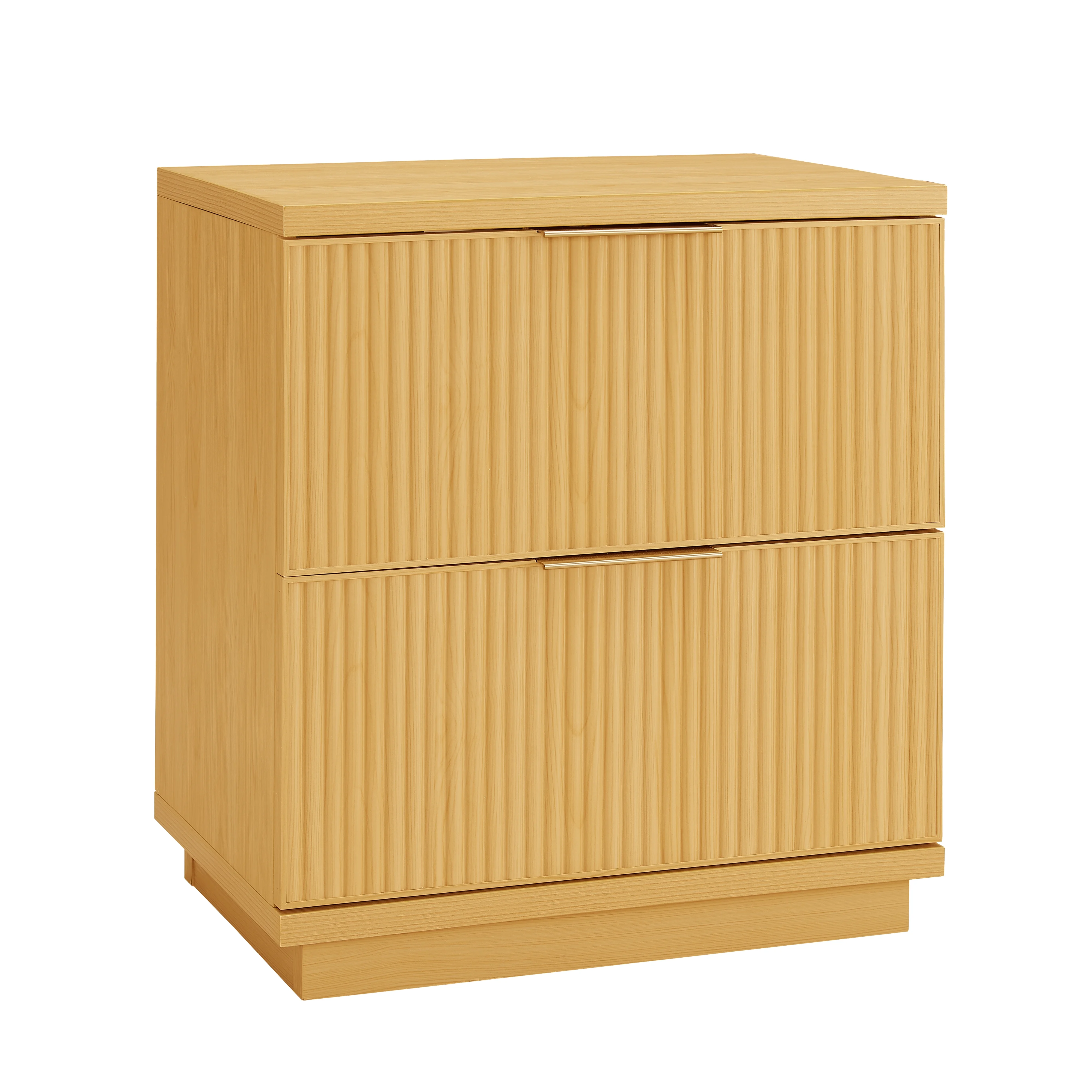 Better Homes & Gardens Lillian Fluted 2-Drawer Nightstand with USB, Natural Pine