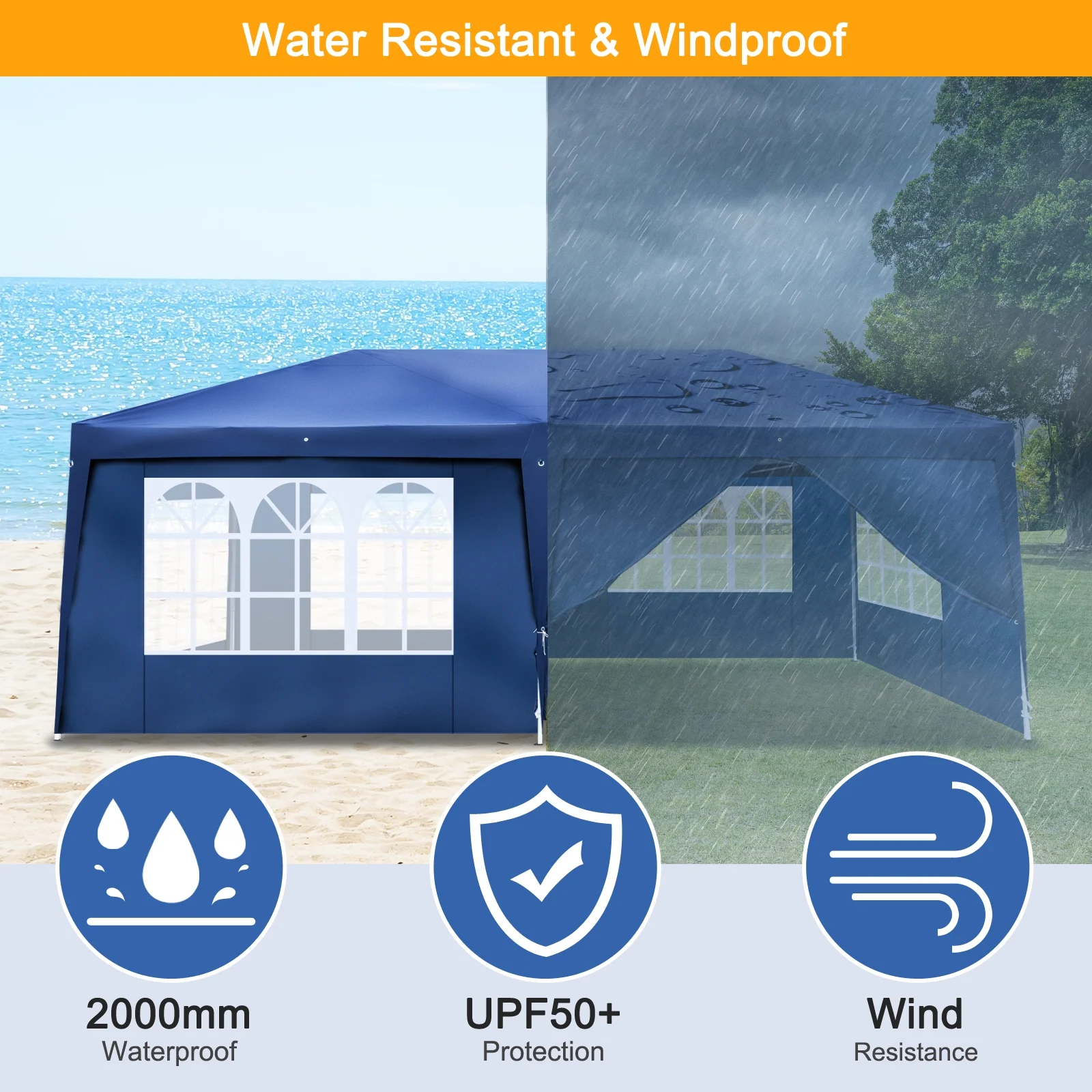 Zimtown 10'x20' Ez Pop up Backyard Canopy Heavy Duty Blue W/6 Sides