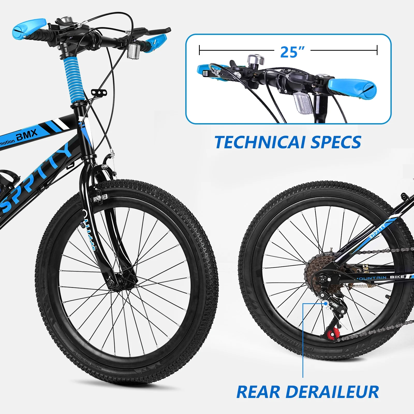 SPPTTY 20-24 inch Bike,6-Speed Mountain Bike for Men Women Boys Girls,Comfort Saddle,Blue