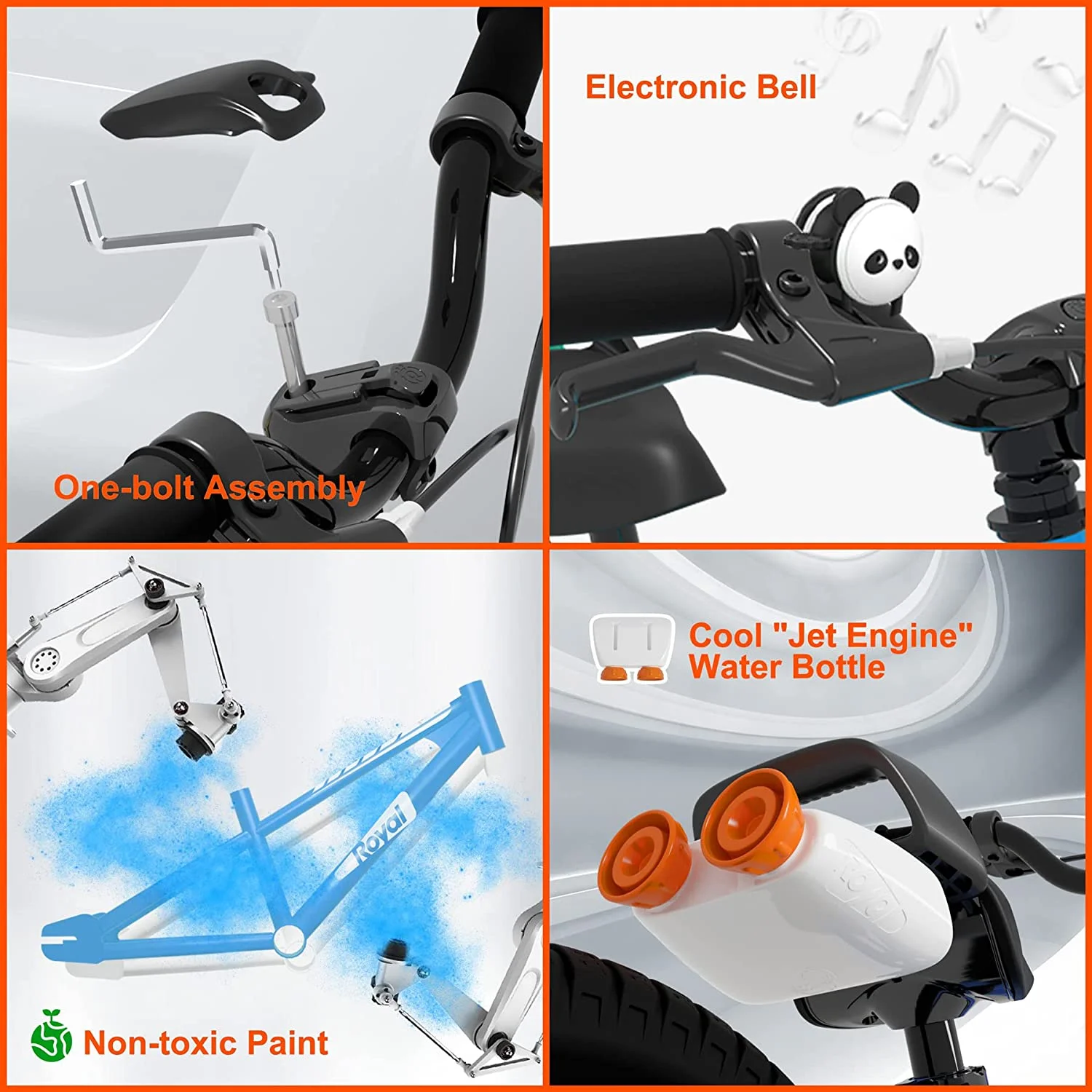 RoyalBaby EZ Kids Bike 16 inch Adjustable Seat Balance & Pedal Bicycle Blue