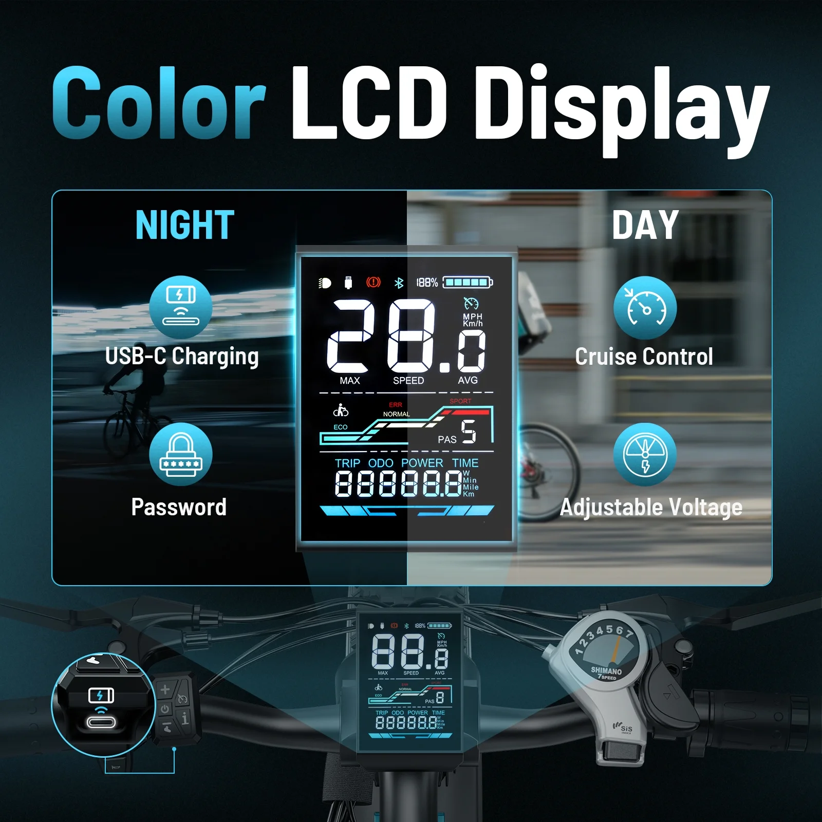 Jasion EB5 MAX Electric Bike for Adults, 750W Electric Mountain Bike with 48V 15Ah Battery, 26'' Fat Tire Off-Road Ebike, 28MPH Shimano 7 Speed Bicycle UL2849