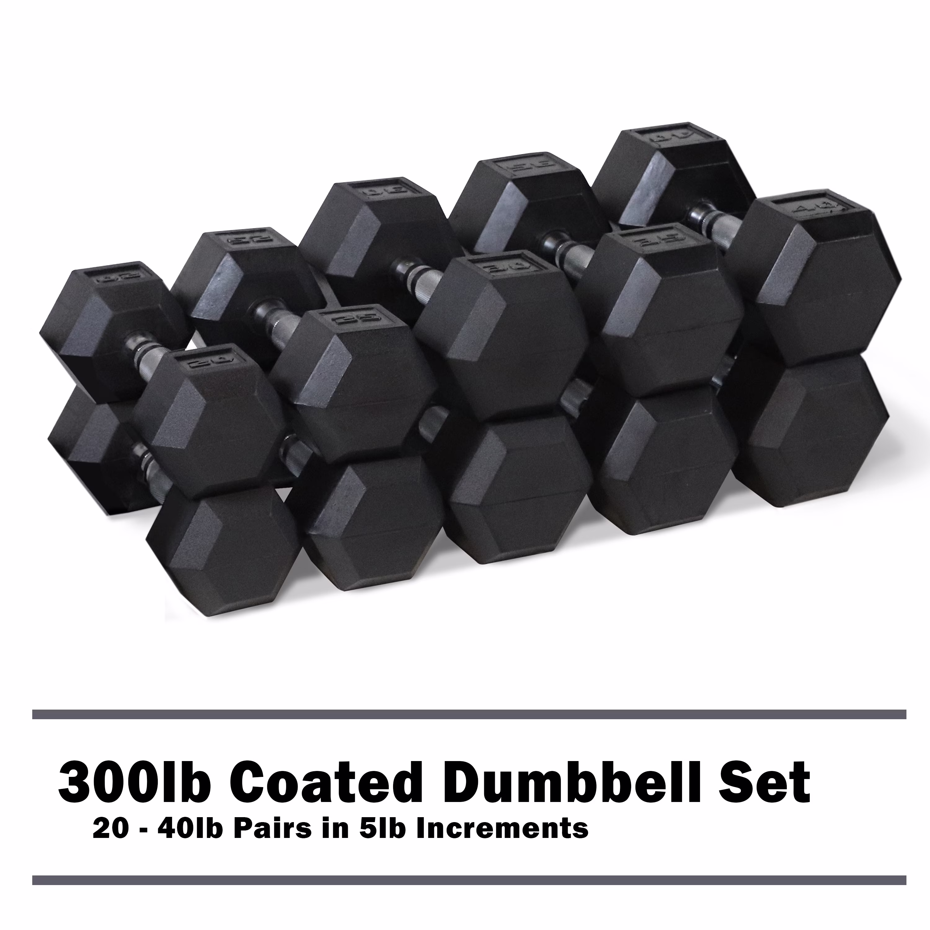 CAP 150lb Rubber Hex Dumbbell Set