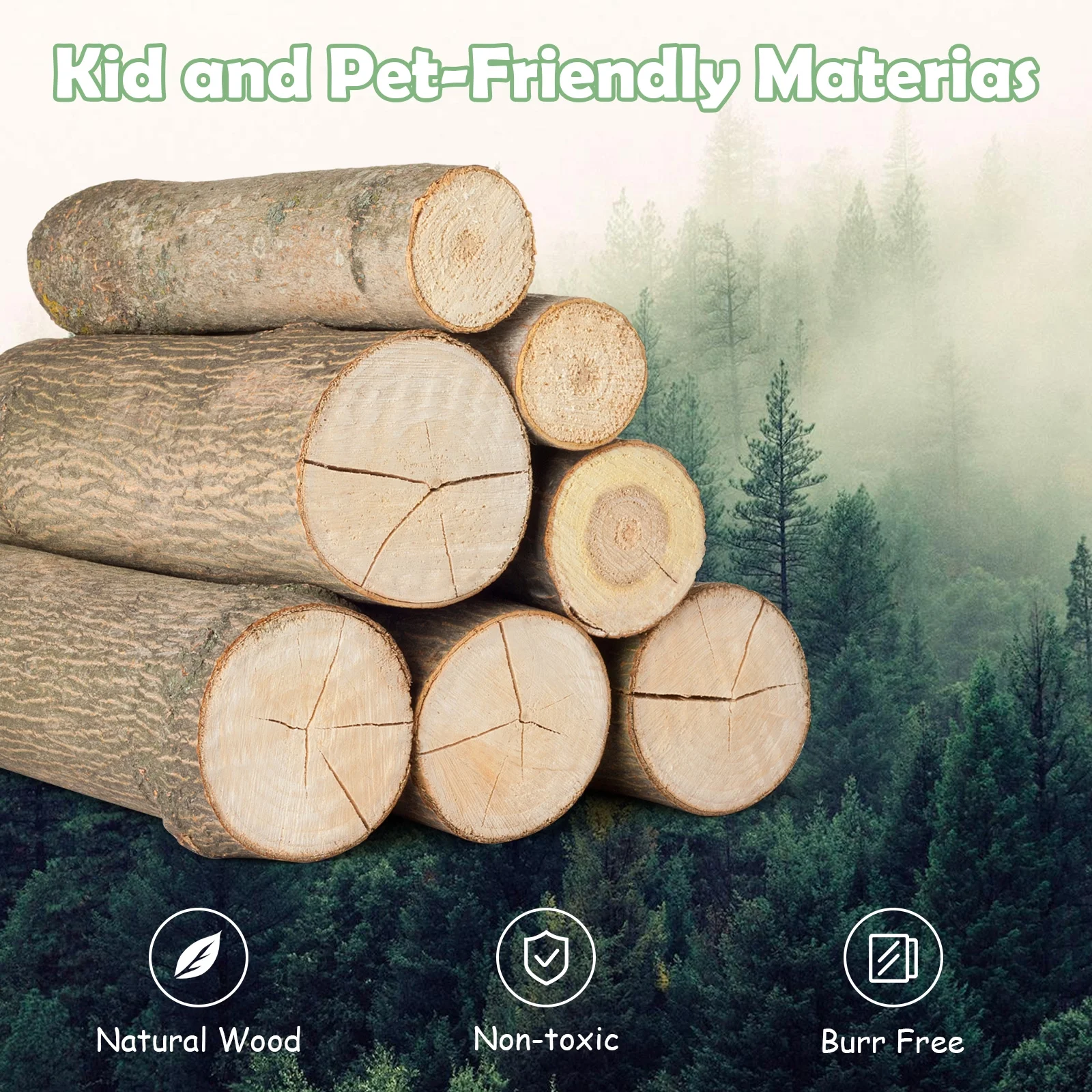 OLAKIDS Kids Table and Chair Set, 3 in 1 Wooden Activity Table with Removable Tabletop, Blackboard and Whiteboard for Toddlers Arts Crafts Drawing Reading Playing, Playroom Nursery (Natural)