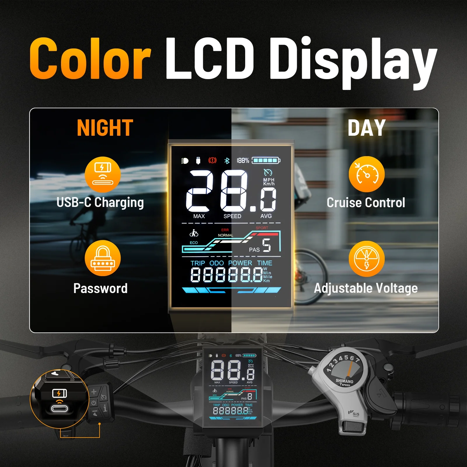 Jasion EB5 MAX Electric Bike for Adults, 750W Electric Mountain Bike with 48V 15Ah Battery, 26'' Fat Tire Off-Road Ebike, 28MPH Shimano 7 Speed Bicycle UL2849