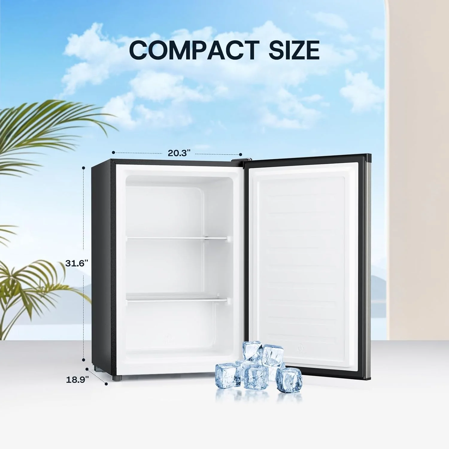 Upstreman 3.0 Cu.ft Compact Upright Freezer, Freestanding Mini Freezer Stainless Steel Single Door Stand Up Freezer with Reversible Door, UP30 White