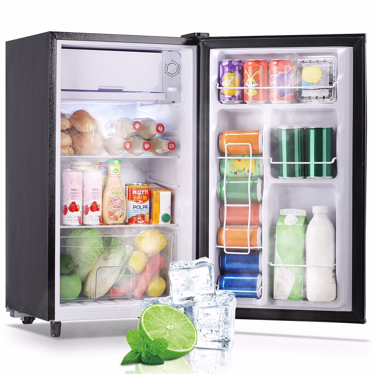 WANAI 3.2 Cu.ft Mini Refrigerator with 5 Temp Control Small Fridge Compact Size for Any Room Silver