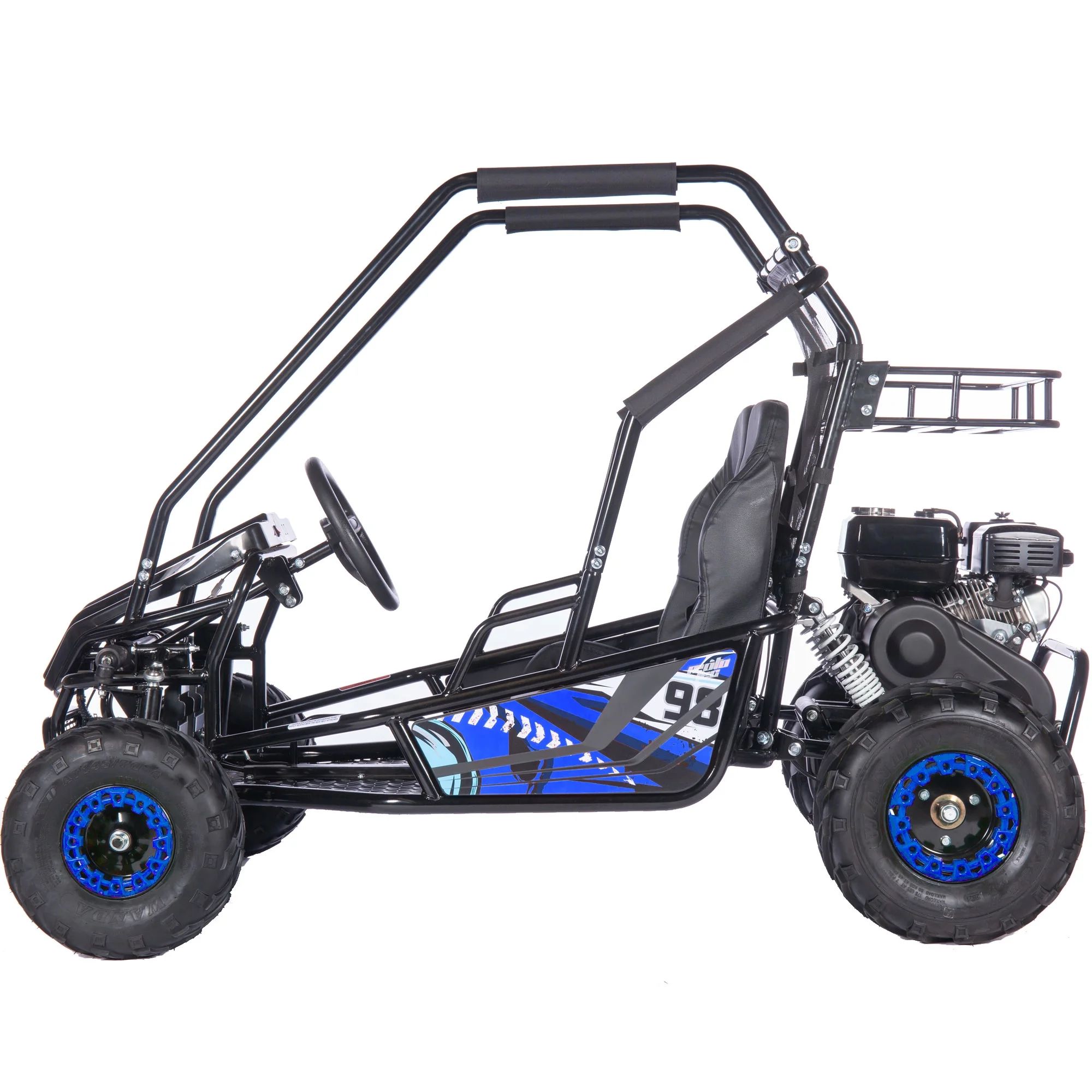 MotoTec Mud XL 212cc 2 Seat Go Kart Full Suspension Blue