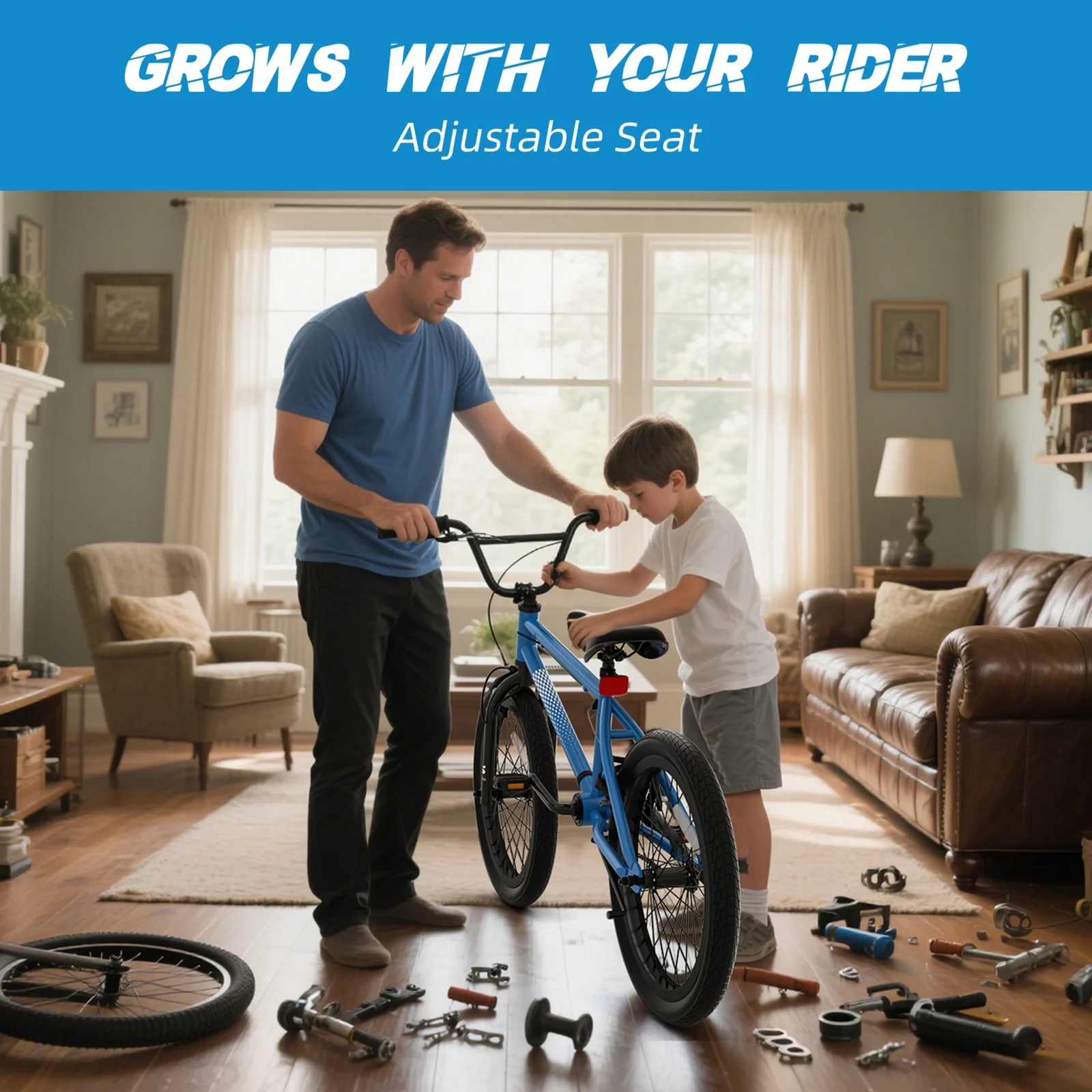 GLAF Freestyle Kids BMX Bike, 20 inch Black Trick Bicycle for Teen and Adults, Carbon Steel Frame Bikes, Ideal for Beginner to Advanced Riders