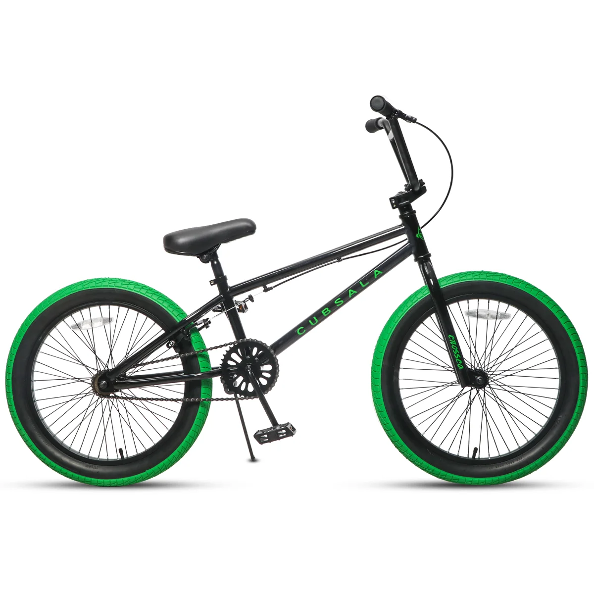 cubsala 20 in Freestyle BMX Kids Bike for Age 6-14 Years Old Boys Girls , Black & Green