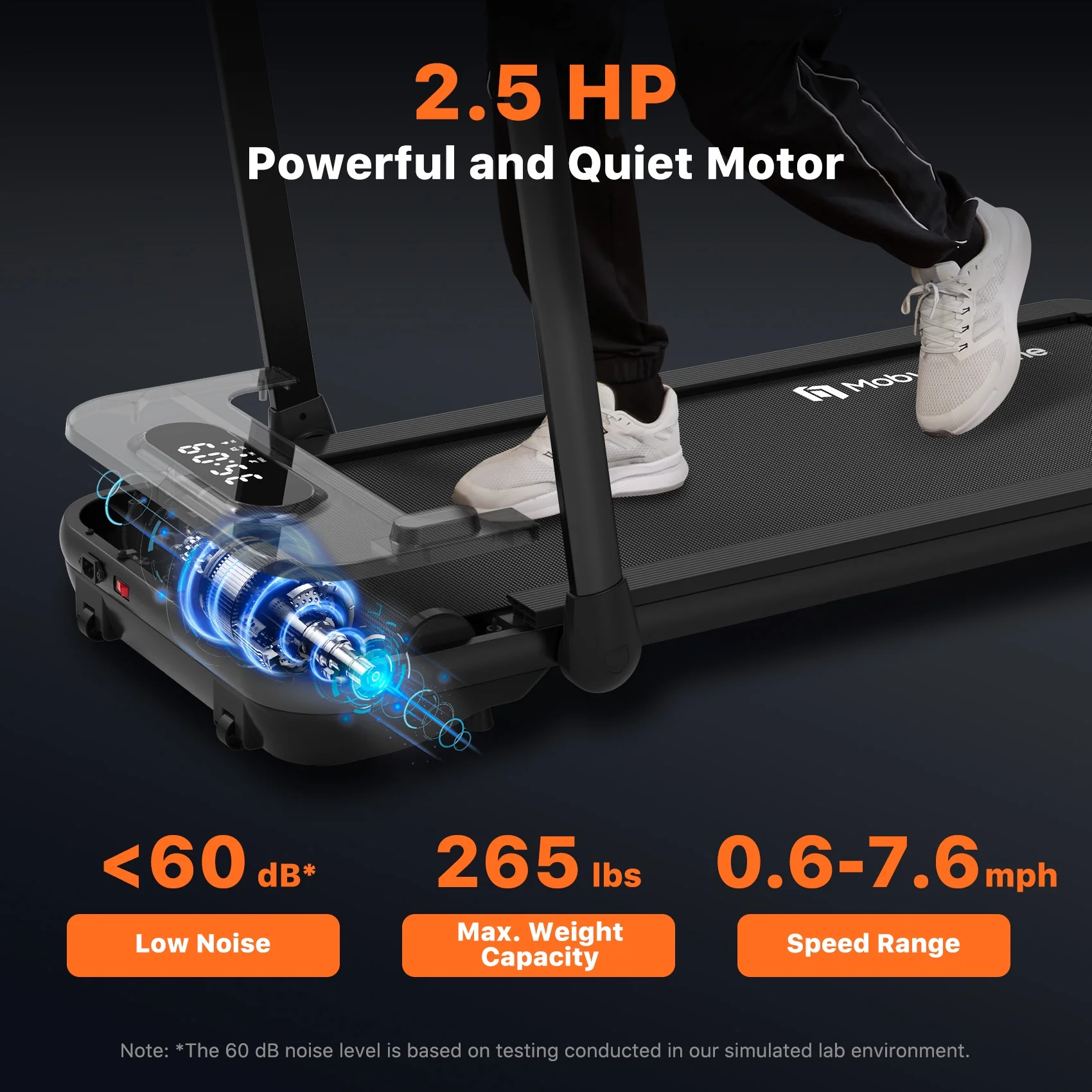 Mobvoi Home Treadmill SE 3 in 1 Folding Treadmill Walking Pad 2.5 HP Compact Portable Under Desk Running Walking Machine with Remote Control 265 LBS, Black