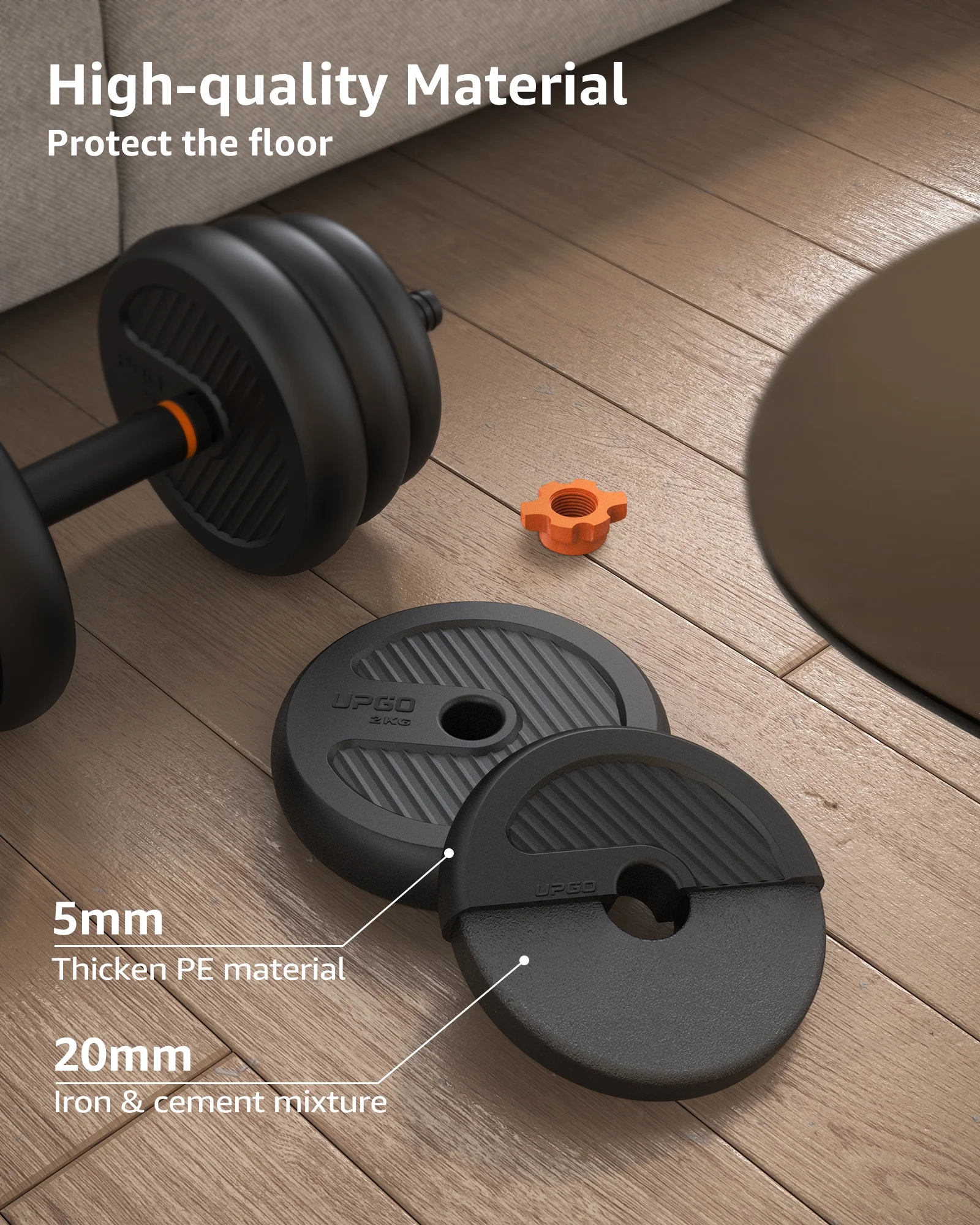 UPGO Adjustable Dumbbells, 70lbs Free Weight Set with Connector, 6 in1 Dumbbells Set as Barbell, Kettlebells, Push up Stand, Fitness Exercises for Home Gym Suitable Men/Women