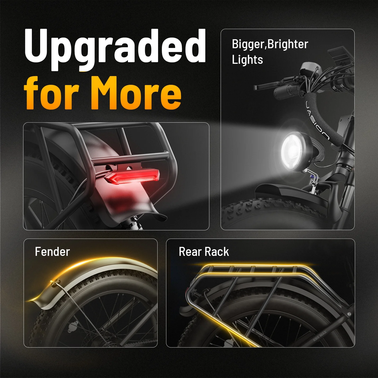 Jasion EB5 MAX Electric Bike for Adults, 750W Electric Mountain Bike with 48V 15Ah Battery, 26'' Fat Tire Off-Road Ebike, 28MPH Shimano 7 Speed Bicycle UL2849