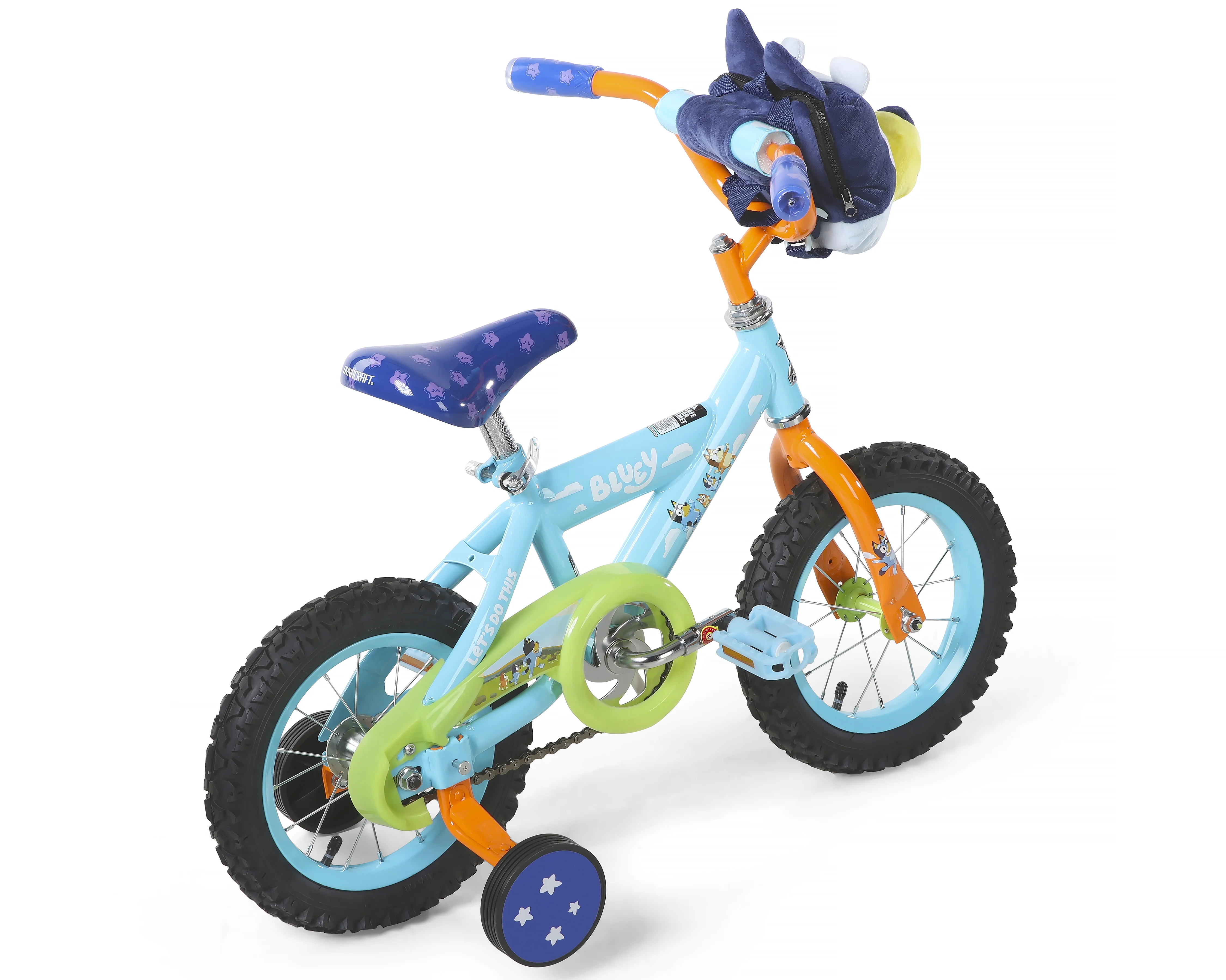 Bluey 12-Inch Kids BMX Bike with Training Wheels, Plush Bag, Steel Frame, Coaster Brake, Ages 3-5