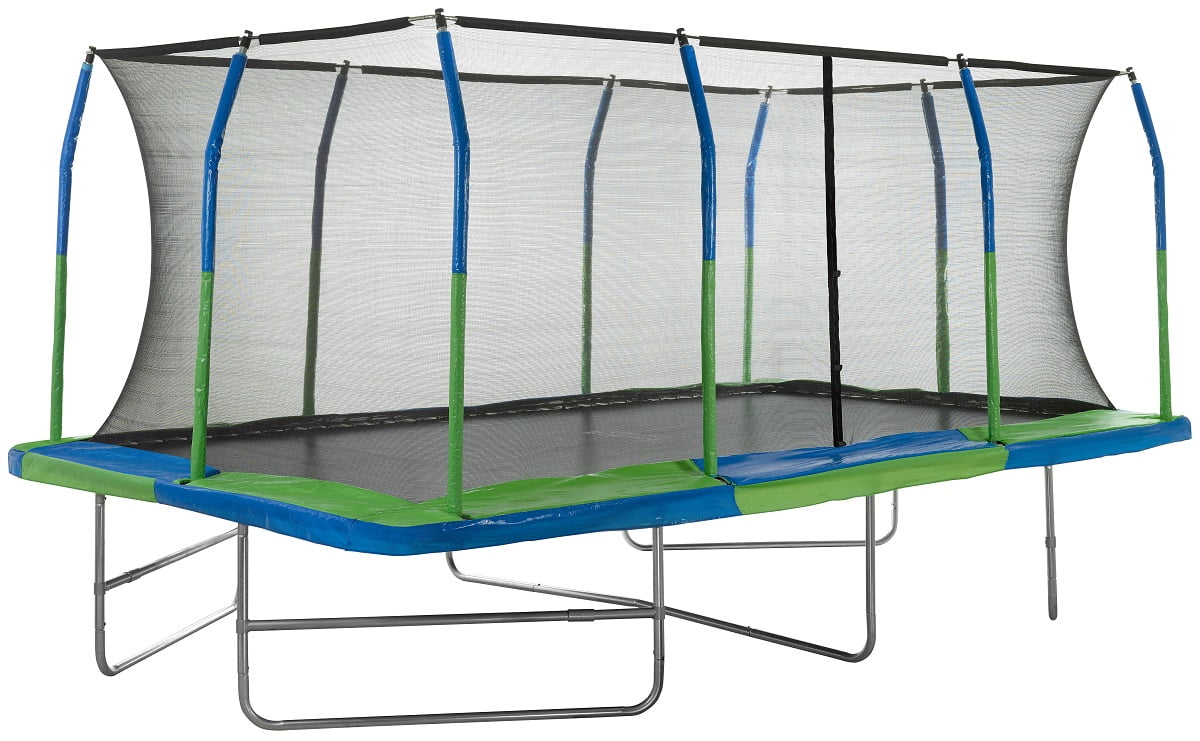 Machrus Upper Bounce - Mega 10' X 17' Gymnastics Style, Rectangular Trampoline Set with Premium Top-Ring Enclosure System - Green/Black