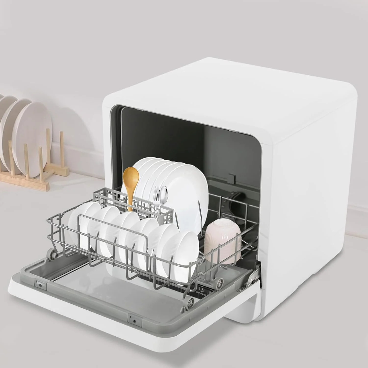 3-in-1 Countertop Dishwasher with 5 Washing Modes, Portable Mini Compact Dishwashers with Digital Control Panel, 590W, 16.14 * 16.54 * 17.09 in, ABS