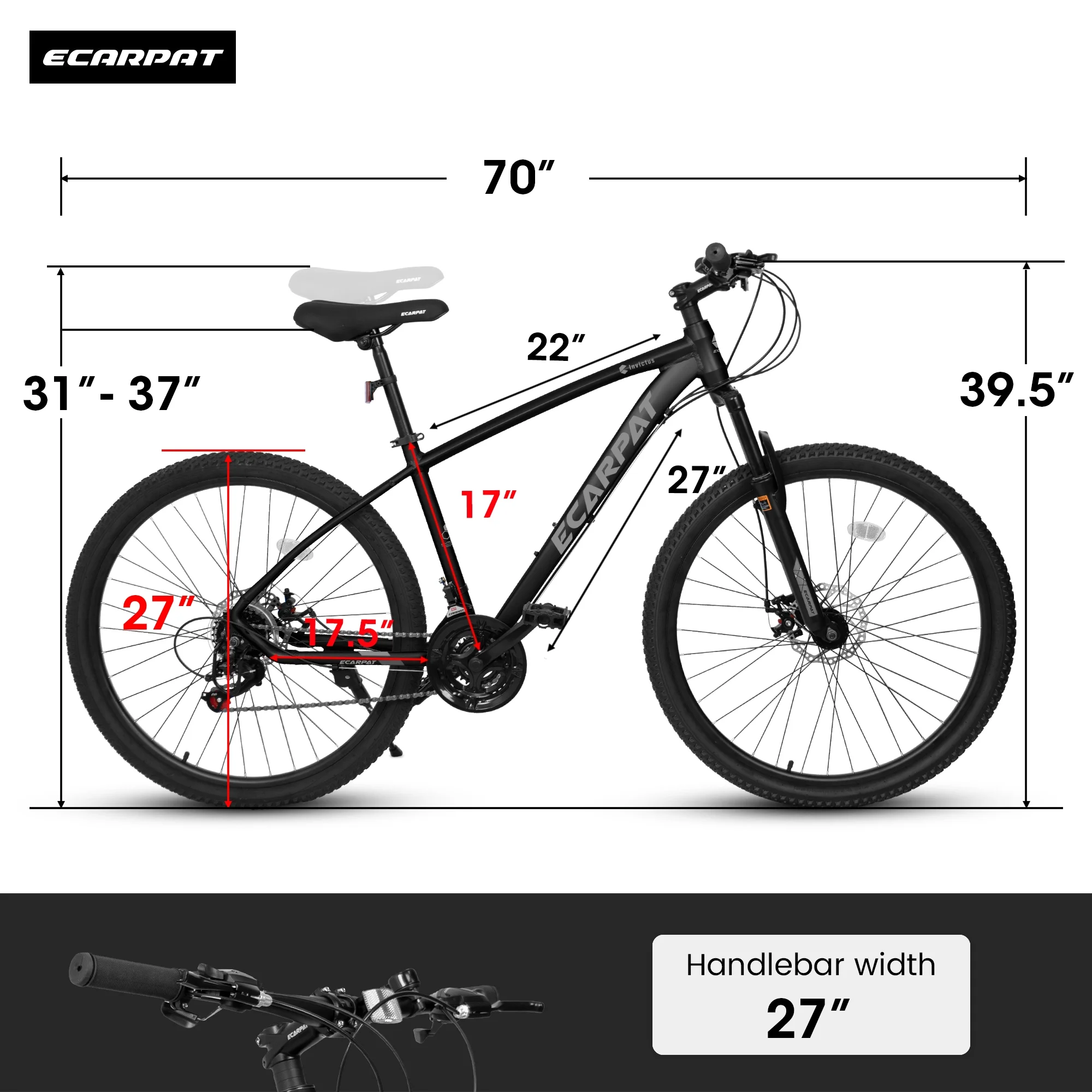 Ambifirner Lightweight 27.5er Mountain Bike – 21-Speed Shimano Drivetrain, 2.125” Tires & 85% Pre-Assembled Design for Riders 5’5”–5’10” (Anti-Slip Traction)​​