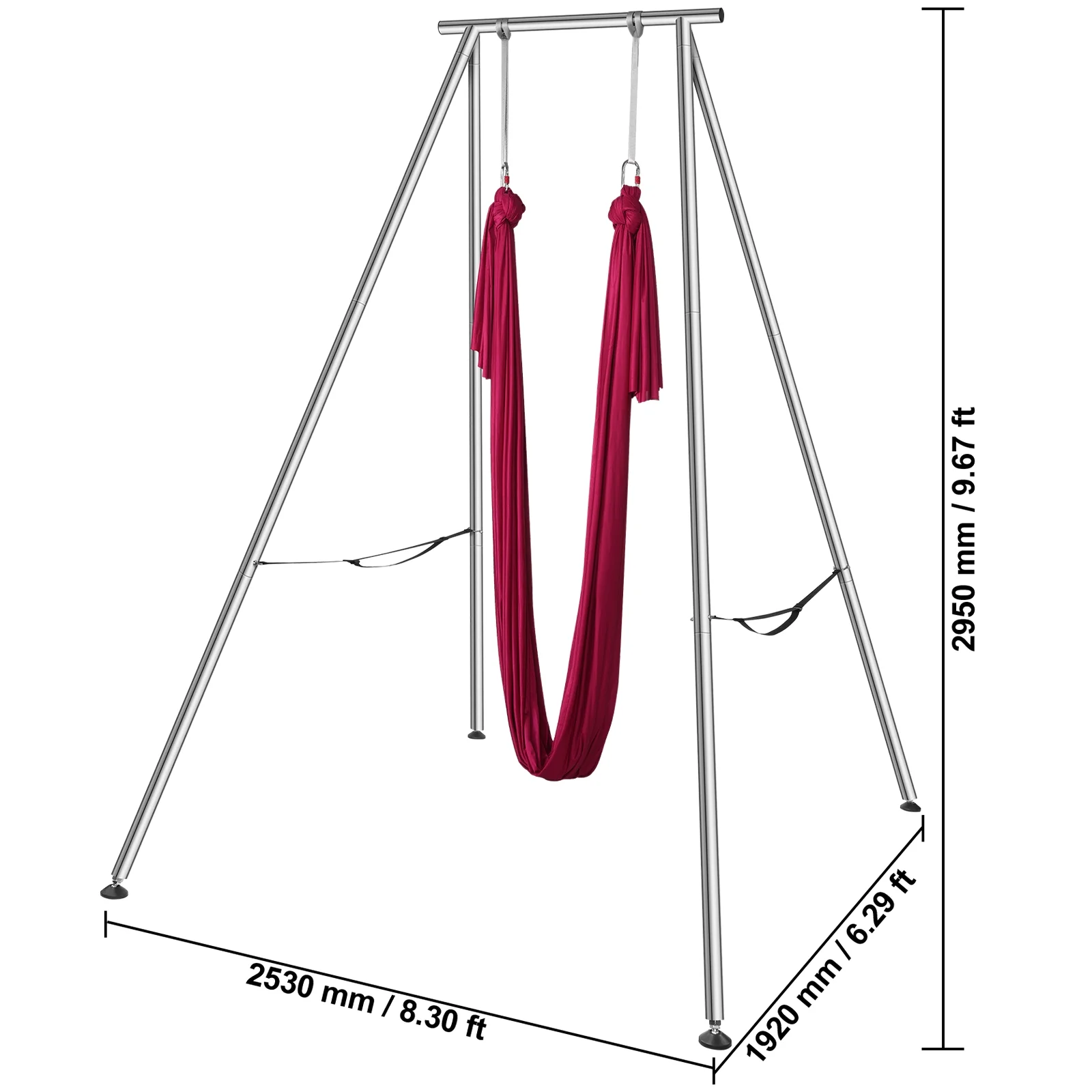 KFFKFF 551.15 lbs Yoga Swing Stand Hammock Aerial Silk Kit Load Yoga Frame Red