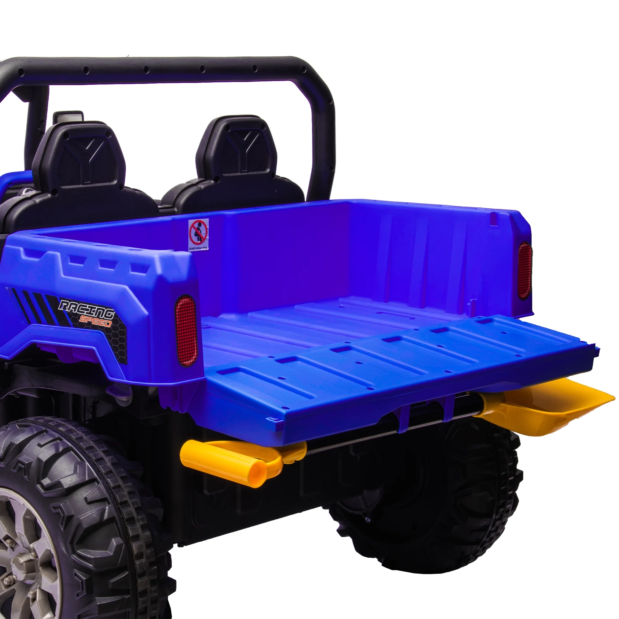 Xuanlur 24V 2 Seater Kids Ride on Car Truck, Ride on UTV W/ 2x200W Motor, 24 Volt Ride on Toys W/ Dump Bed/Shovel, Electric Car for Kids W/ Durable Tires, LED Light, Music, Remote Control, Black