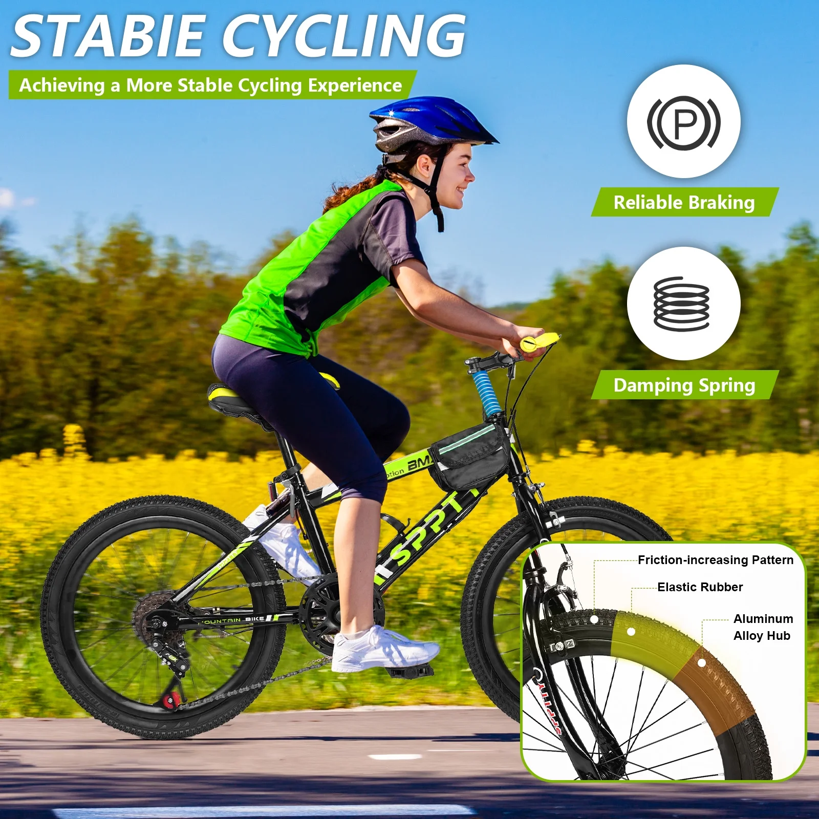 SPPTTY 20-24 inch Bike,6-Speed Mountain Bike for Men Women Boys Girls,Comfort Saddle,Blue