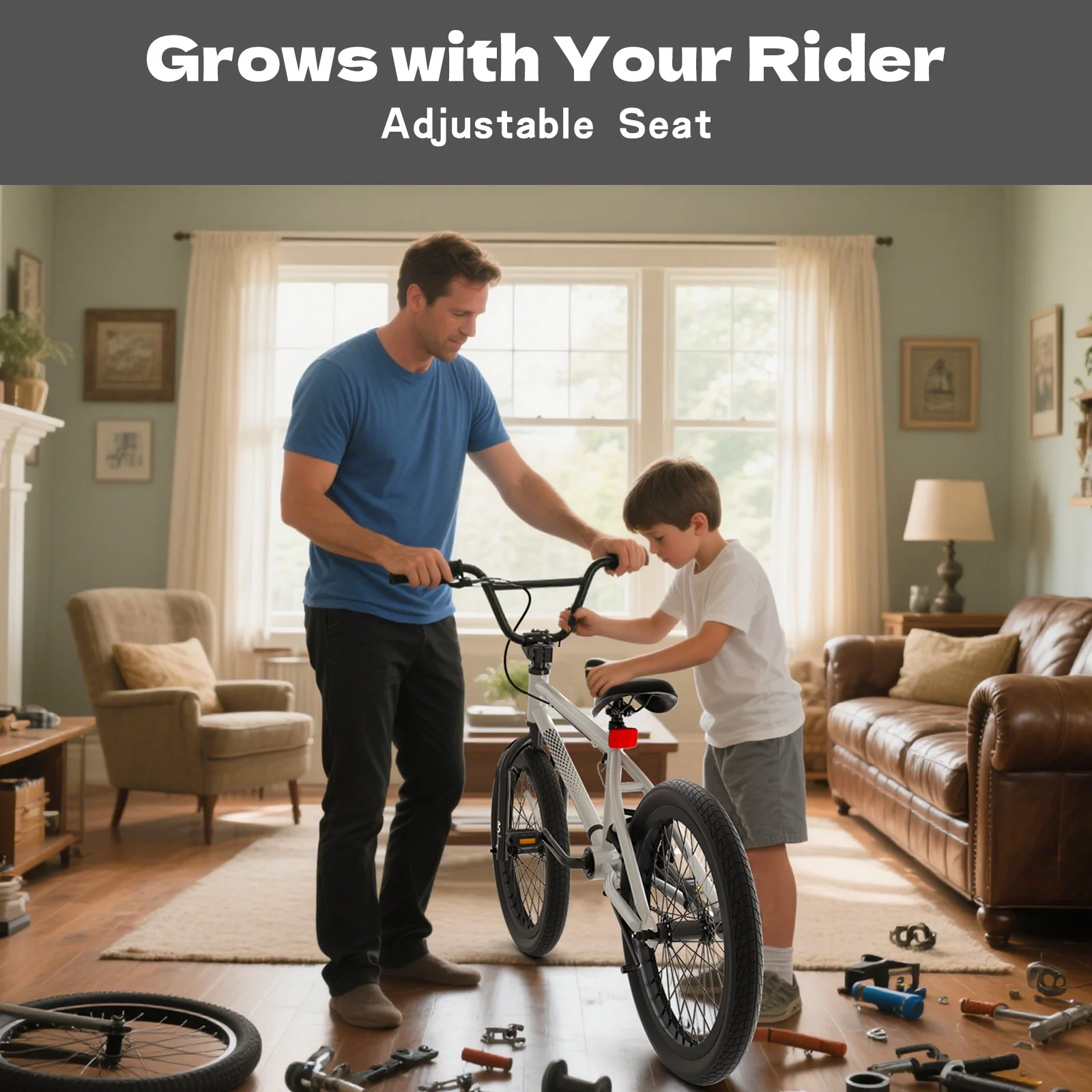 GLAF Freestyle Kids BMX Bike, 20 inch Black Trick Bicycle for Teen and Adults, Carbon Steel Frame Bikes, Ideal for Beginner to Advanced Riders