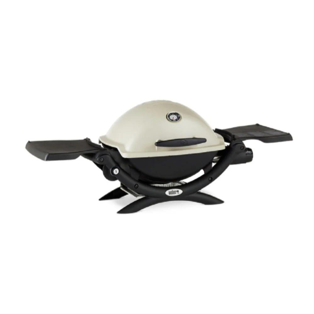 Weber Q1200 Liquid Propane Grill (Titanium) with Portable Cart Bundle