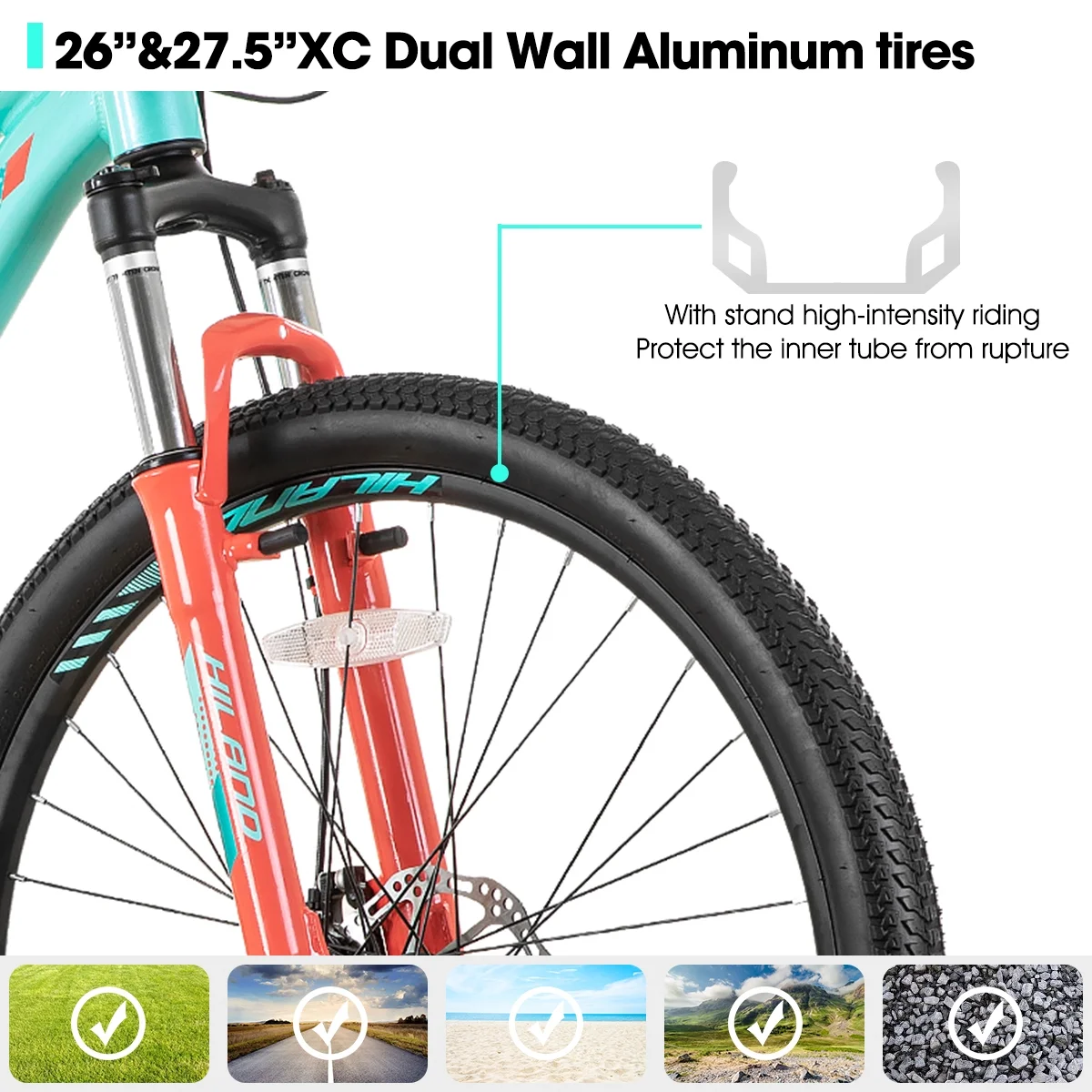 Hiland Mountain Bike for Woman, Shimano 21 Speed 26 inch Wheels Mountain Bicycle, Mint Green