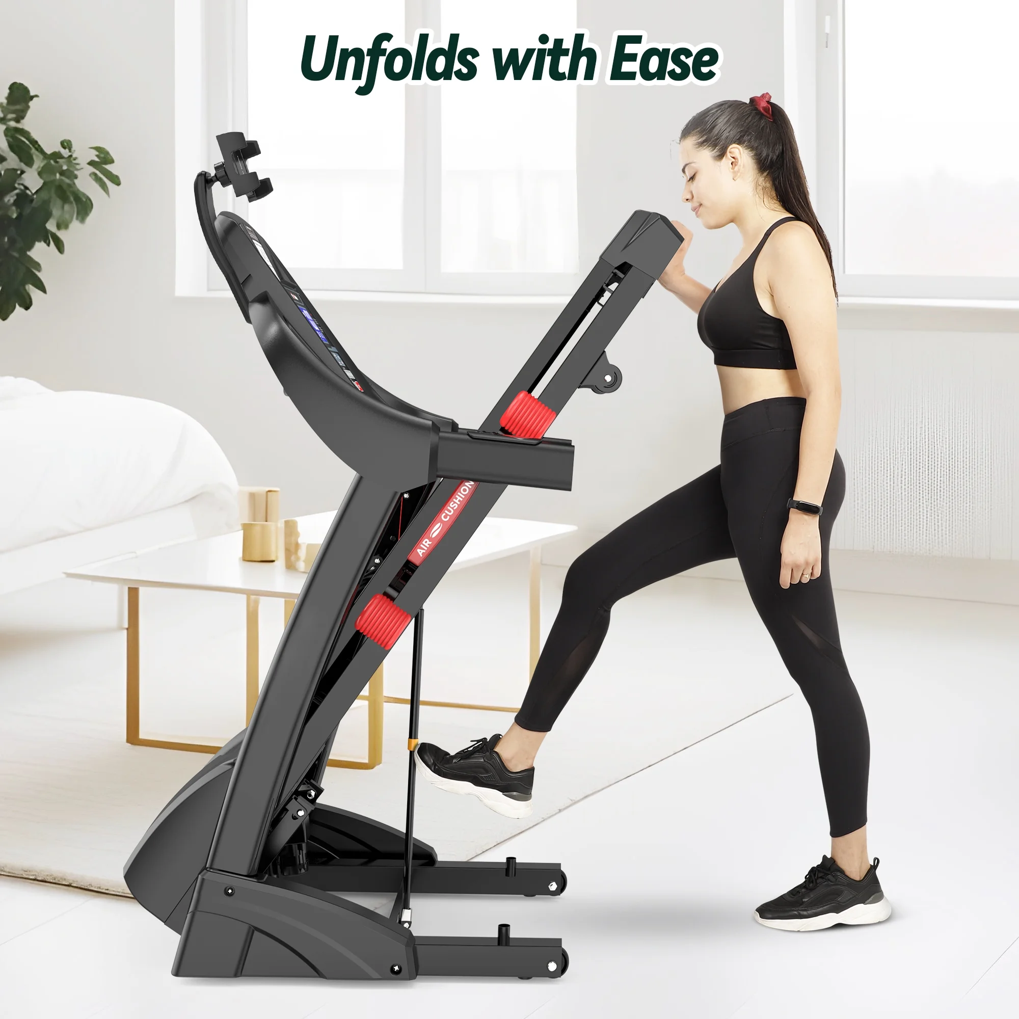 Treadmills for Home, 4.75HP Quiet Brushless Folding Treadmill with Auto Incline, Dual Cushion System,Treadmill 300lb Capacity w/Holder for Cup & Phone, 64+3+3+1 Programs, Knee Gift