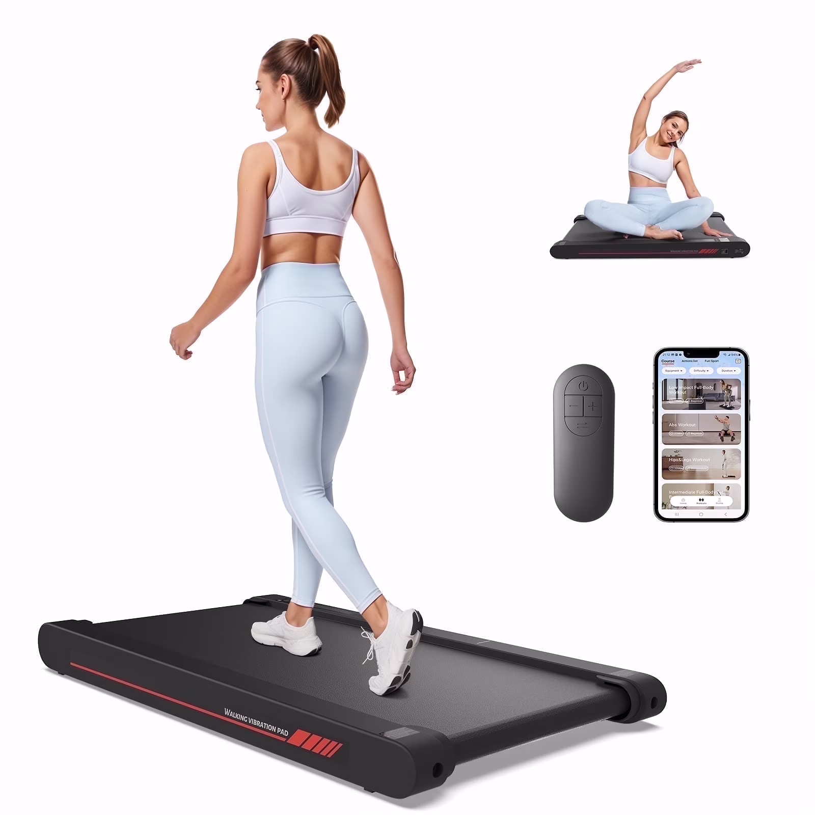 Sperax Walking Pad Treadmill with APP,3 in 1 Portable Under Desk Treadmill Fitness,Walking Vibration Workout Pad with Remote Control