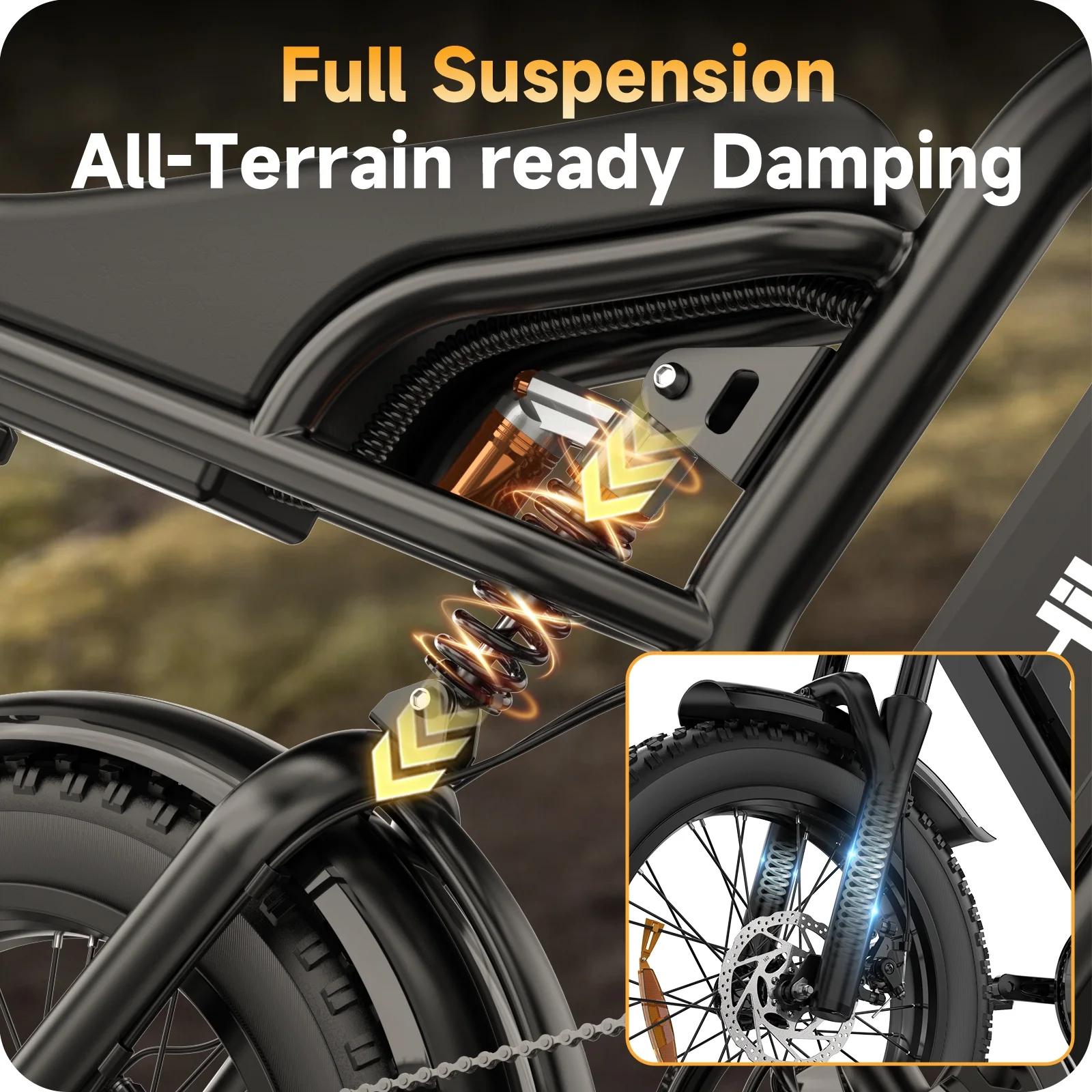 Electric Bike for Adults, 1500W Peak Fat Tire Ebike 20���4�� Snow-Tread, 48V 15.6Ah Removable Battery, 32MPH, Dual Suspension, Shimano 7-Speed, Hydraulic Disc Brakes, Bonus Accessories