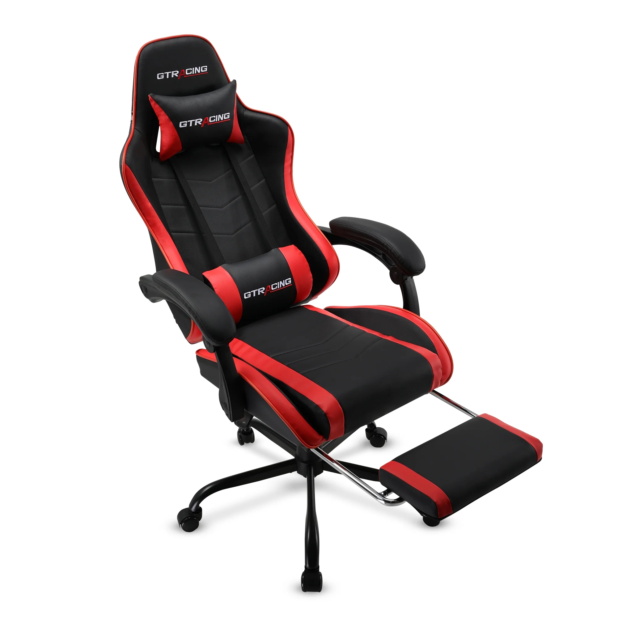 GTRACING GTWD-200 Ergonomic Gaming Chair with Adjustable Pillows and Footrest , Red