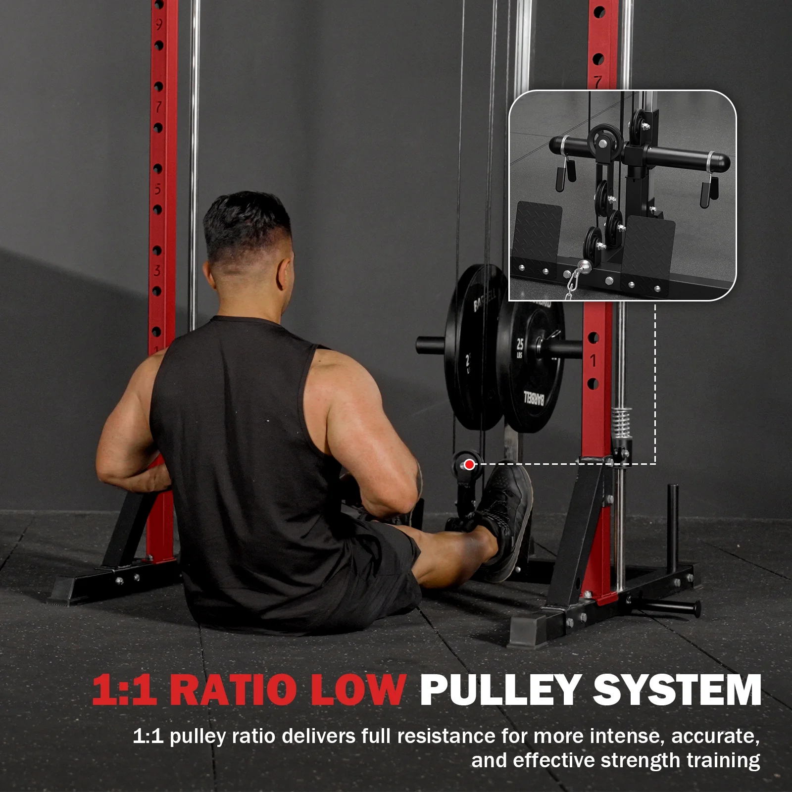 Mikolo Compact 7-IN-1 Smith Machine With Cable Crossover System, 1000LBS Multi-Functional Squat Rack, Workout Station with Weight Bar, Bend Peg and Other Functional Attachments