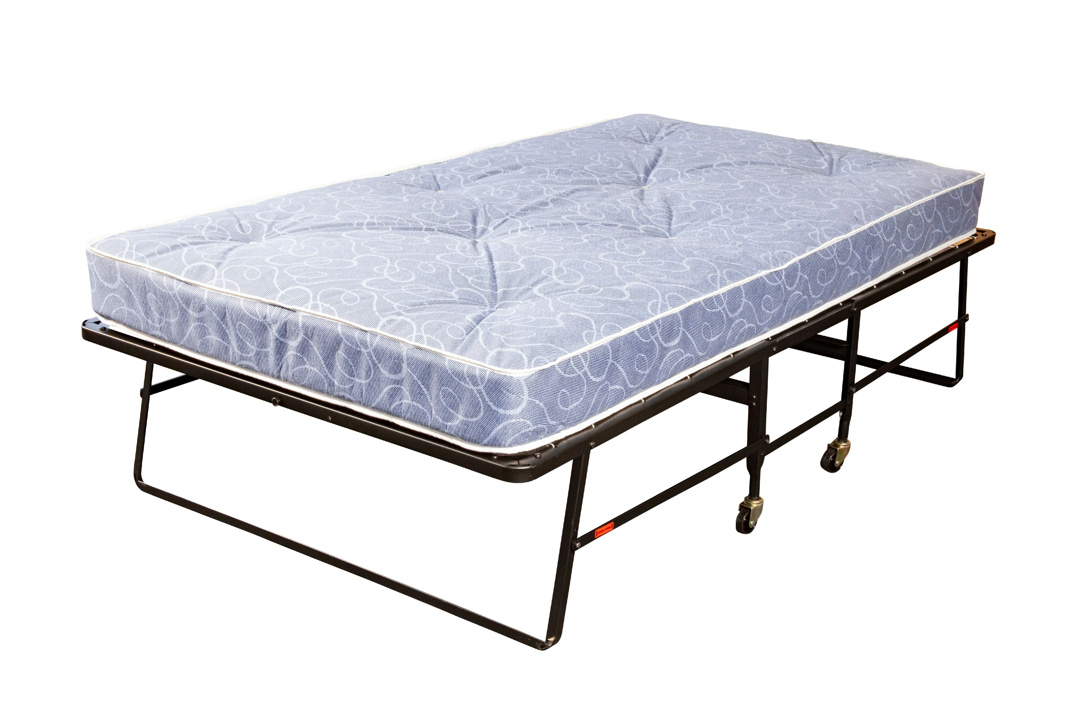Hollywood Bed Frame Rollaway Bed Spring Mattress, Foldable with Wheels, Twin