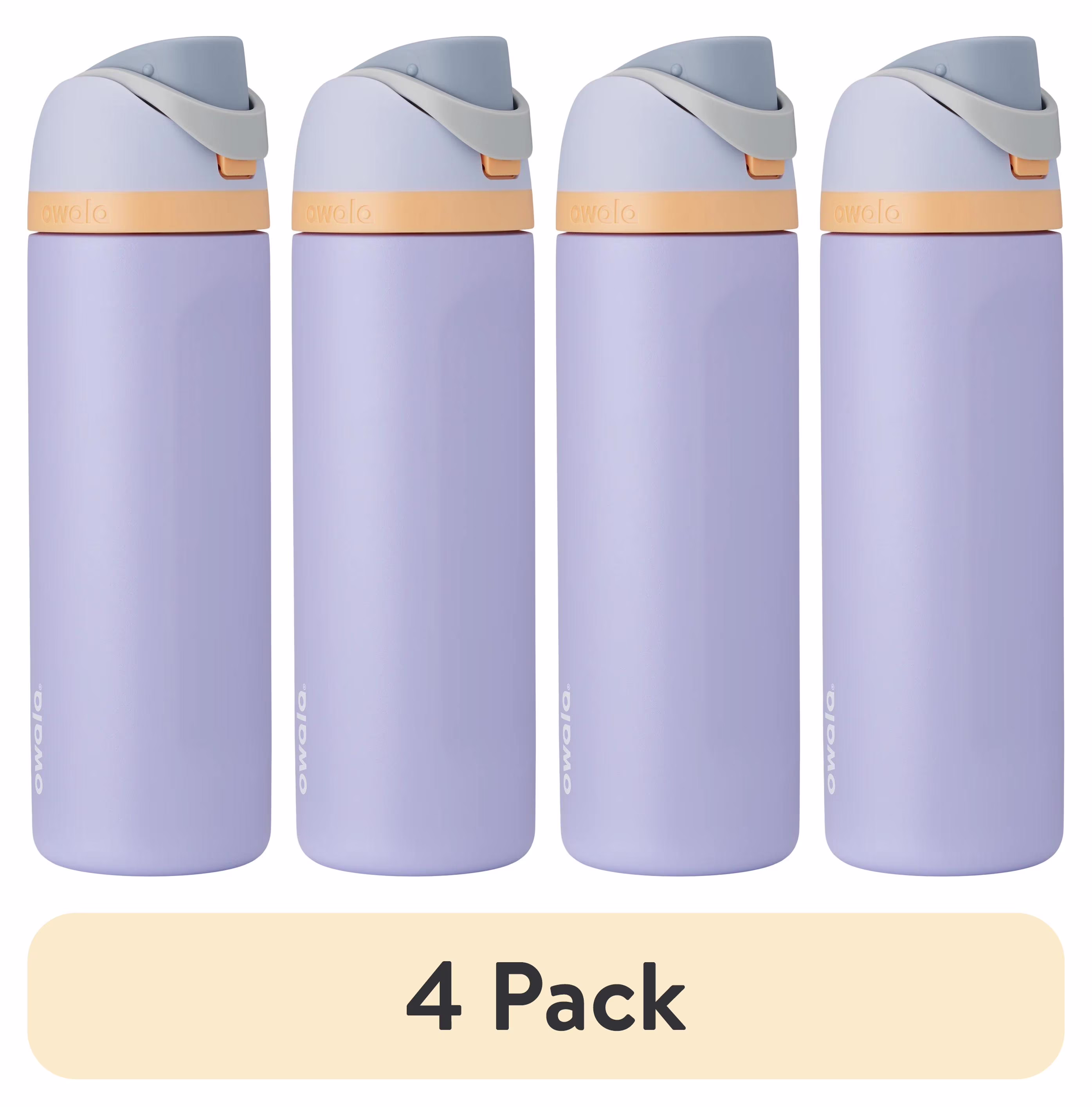(4 pack) Owala FreeSip Stainless Steel Water Bottle, 24oz, Cloud 9 Light Purple