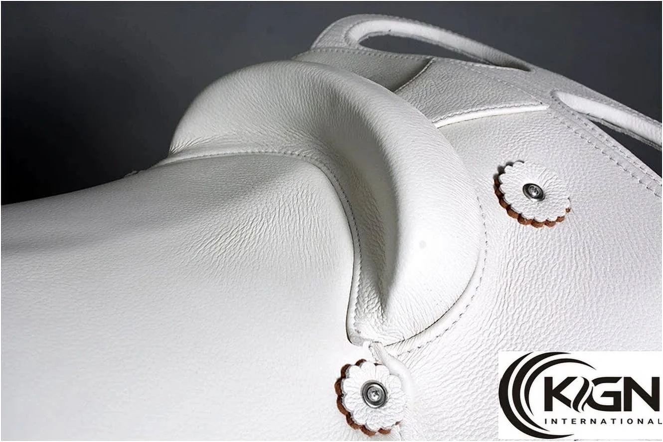 KGN Leather Barrel Racing Horse Saddle, White
