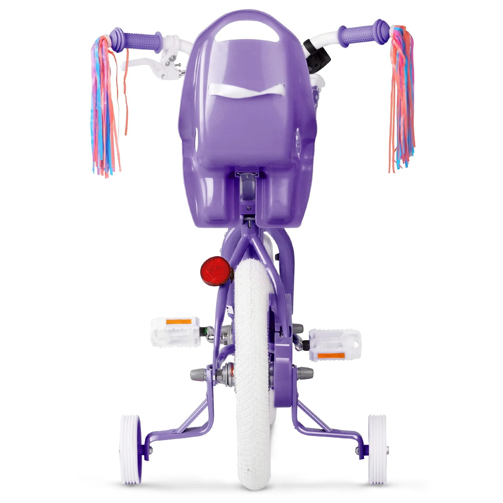 XJD Girls Bike for Toddlers 3-9 Years Old Kids, 14 Inch Kids Bike with Training Wheels, Streamers, Basket and Doll Seat, Children Bicycles with Handbrake