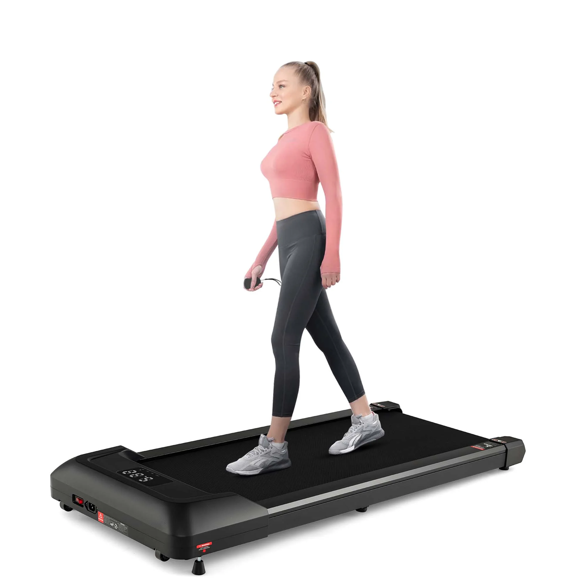 SuperFit 0.6-3.8MPH Walking Pad Under Desk Treadmill with Remote Control and LED Display Black