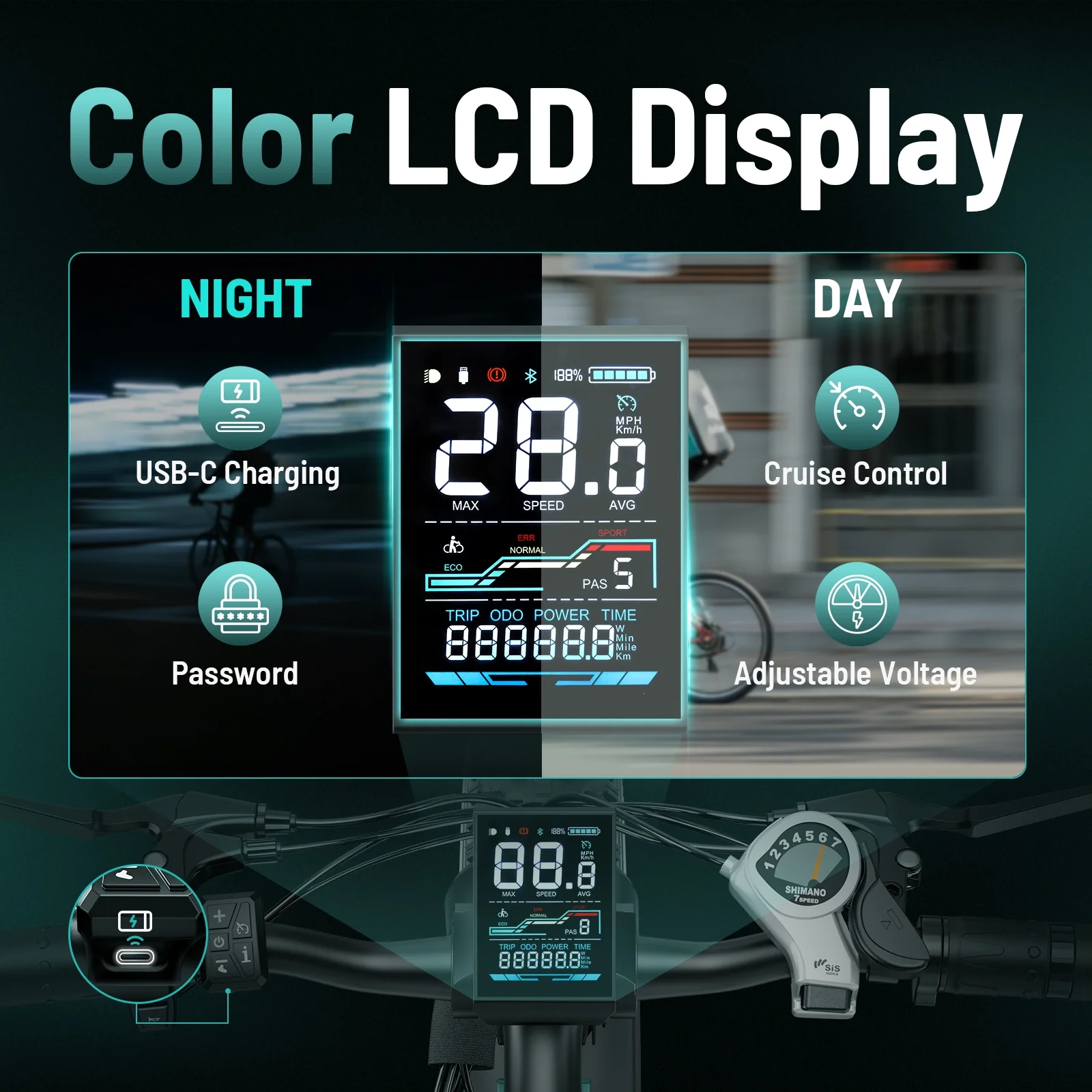 Jasion EB5 MAX Electric Bike for Adults, 750W Electric Mountain Bike with 48V 15Ah Battery, 26'' Fat Tire Off-Road Ebike, 28MPH Shimano 7 Speed Bicycle UL2849