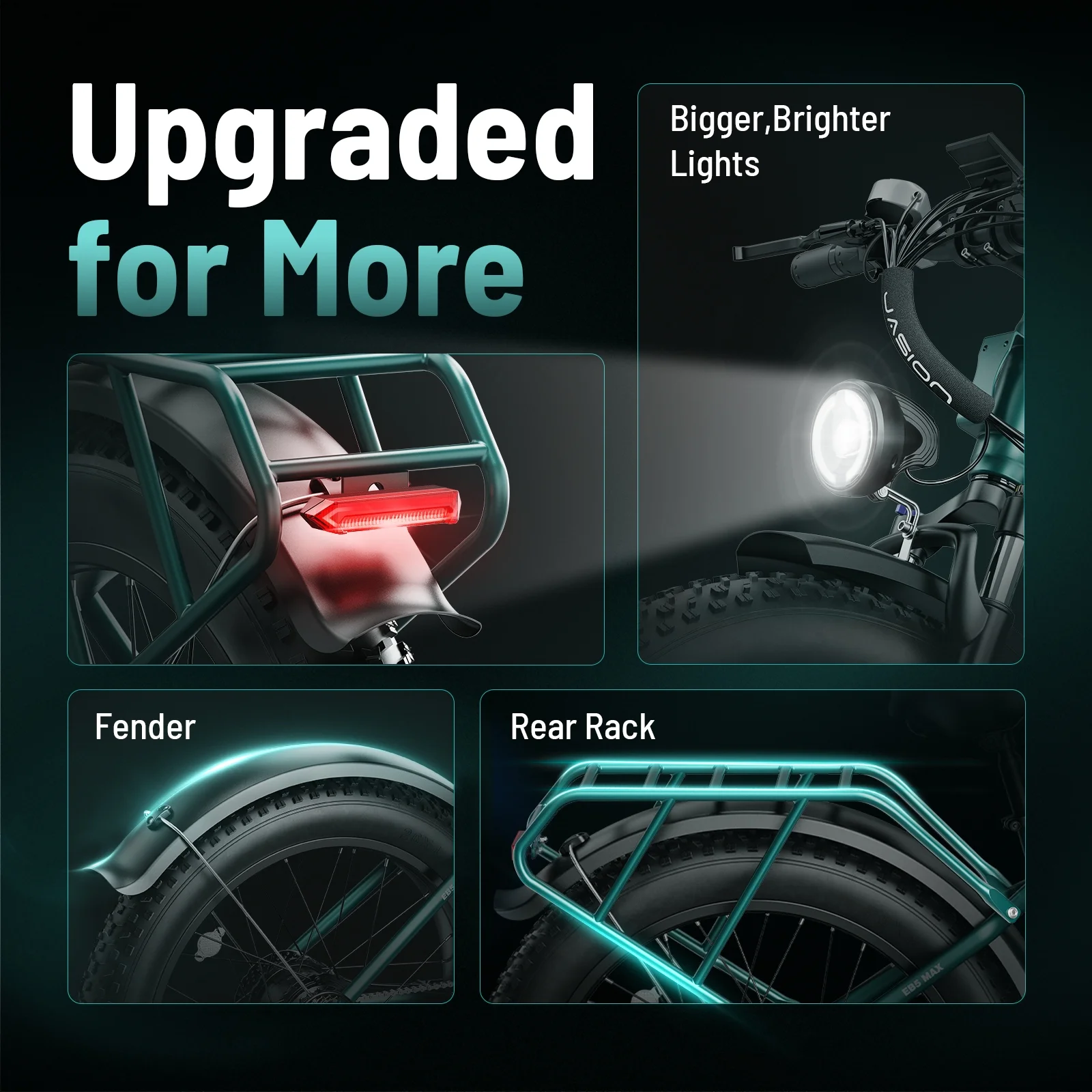 Jasion EB5 MAX Electric Bike for Adults, 750W Electric Mountain Bike with 48V 15Ah Battery, 26'' Fat Tire Off-Road Ebike, 28MPH Shimano 7 Speed Bicycle UL2849