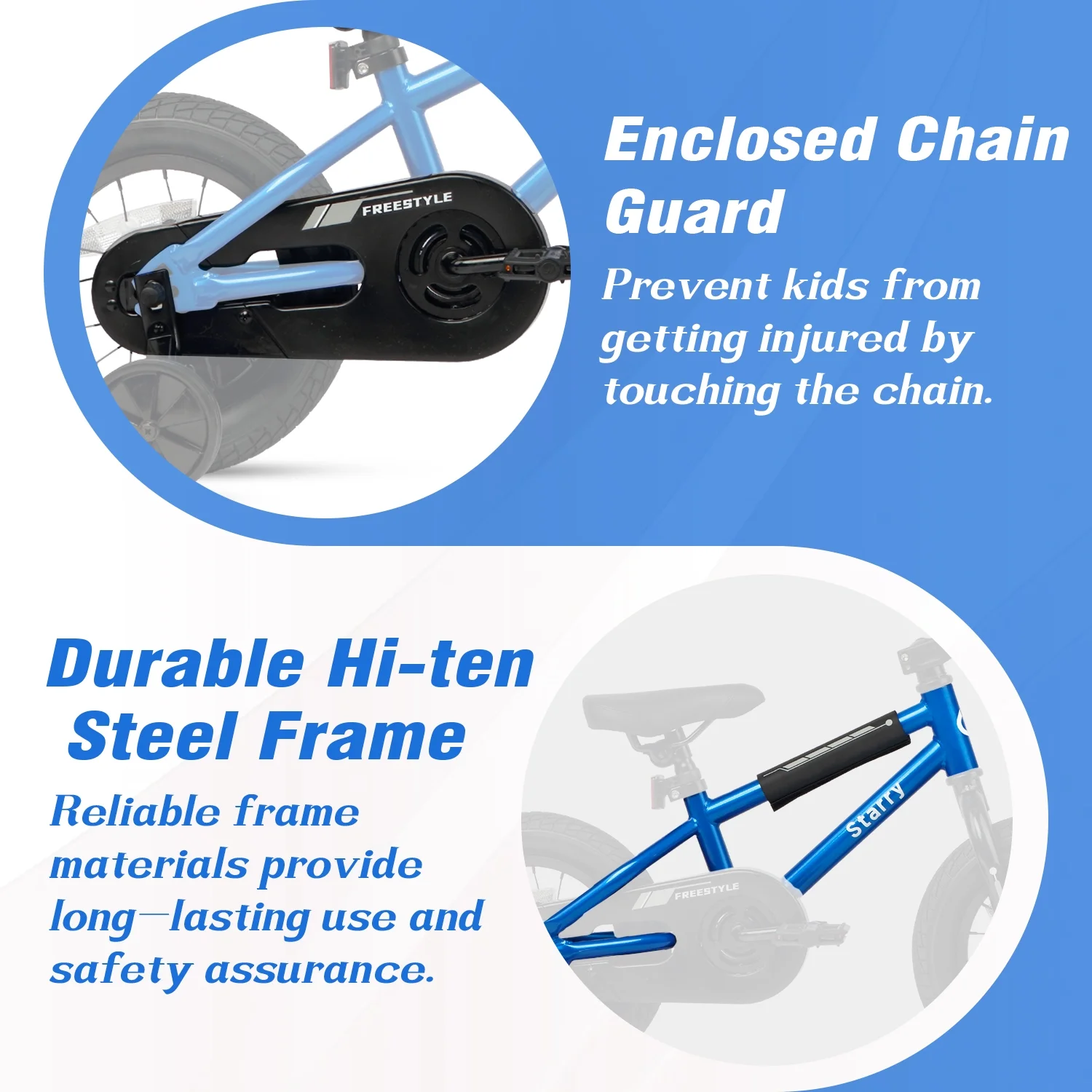 Glerc 14 Inch Little Kids Bike BMX Style Bicycle with Training Wheels Coaster Brake for 3 4 5 Years Old Boys Girls, Blue