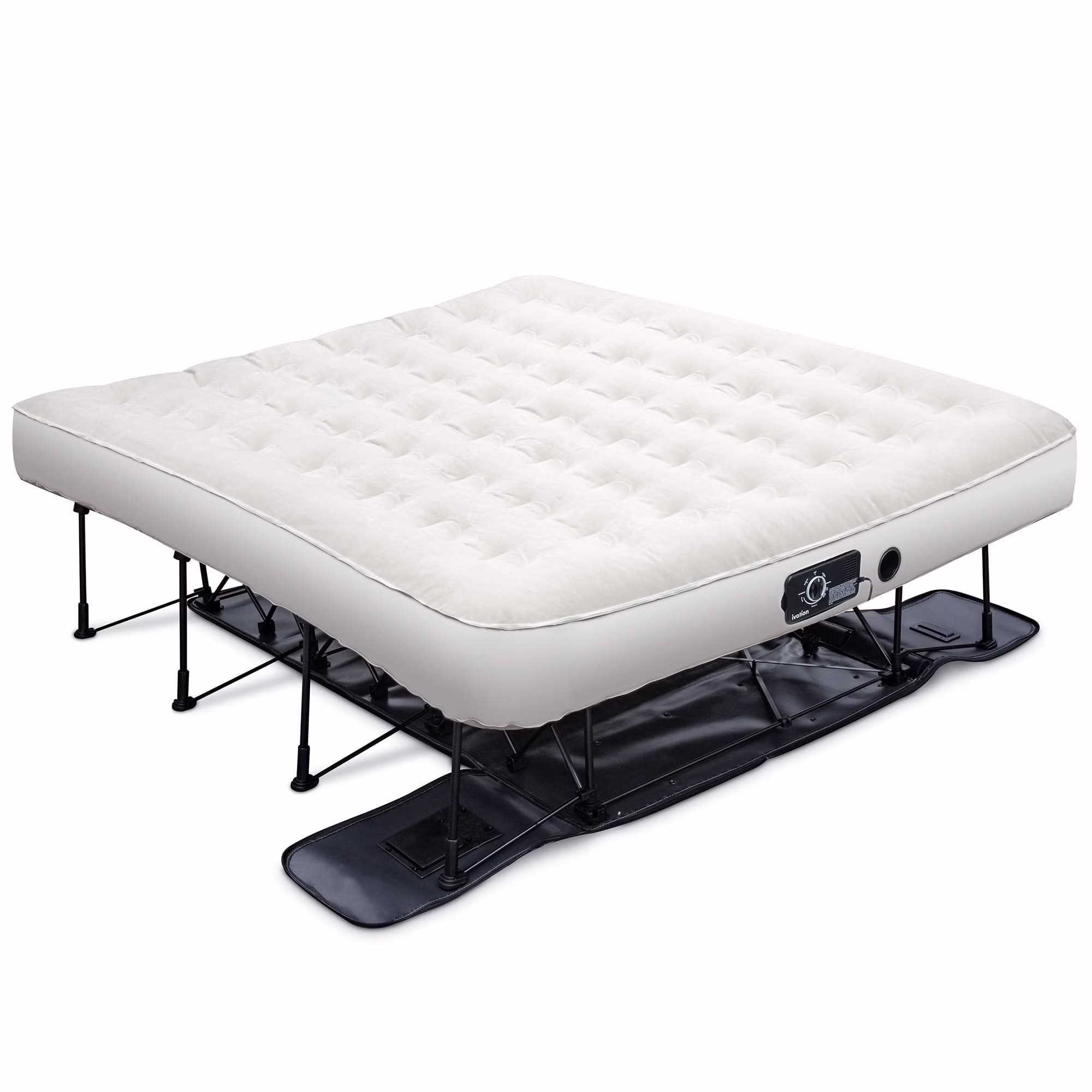 Ivation EZ-Bed (Twin) Air Mattress with Frame & Rolling Case, Self Inflatable, Blow Up Bed Auto Shut-Off, Comfortable Surface AirBed, Best for Guest, Travel, Vacation, Camping