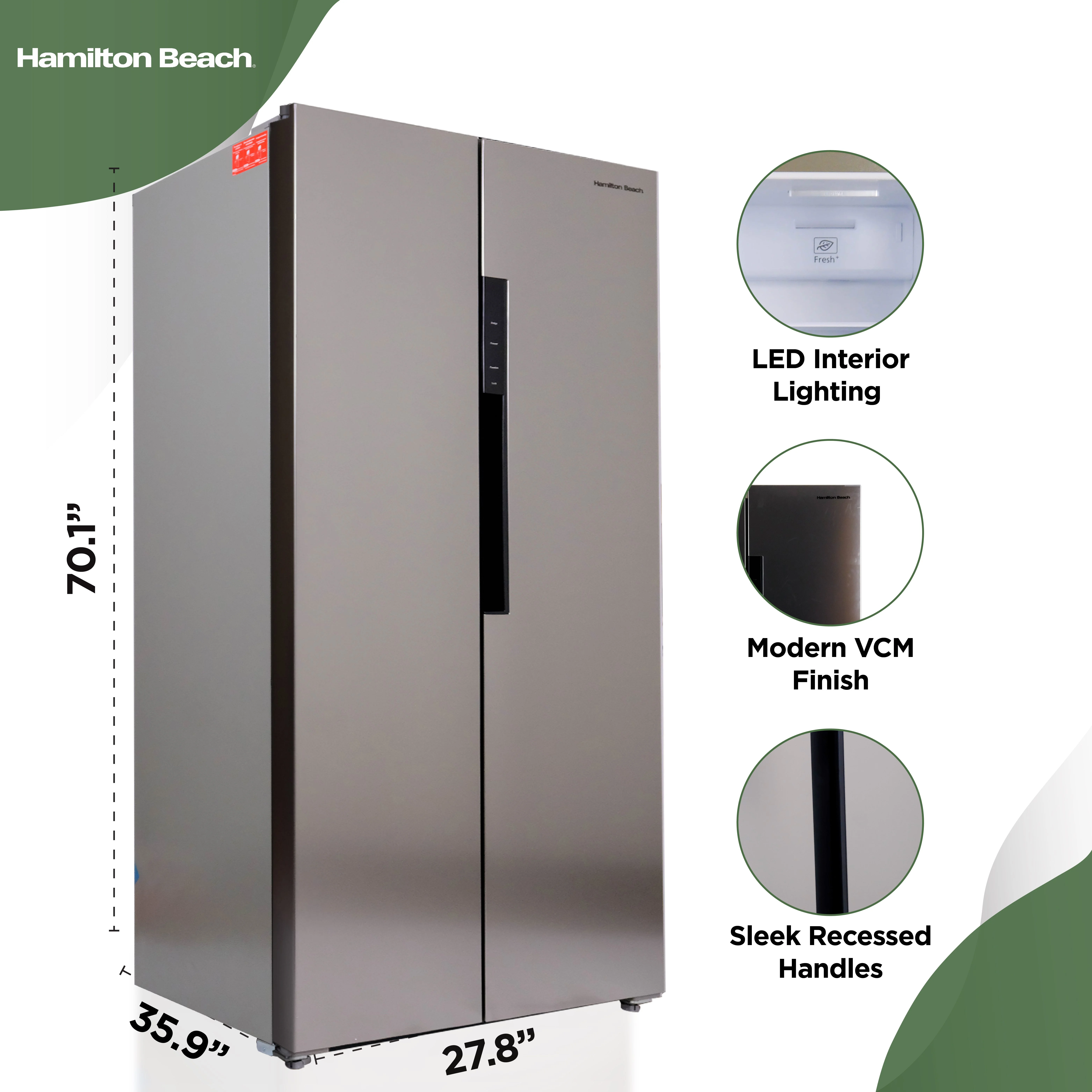 Hamilton Beach 15.6 cu. Ft. Side by side Stainless Refrigerator