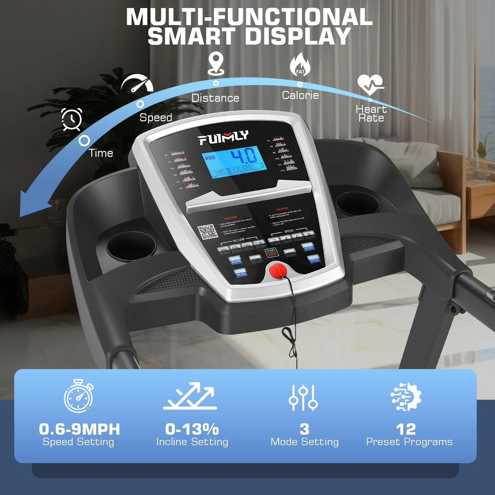 ANCHEER Folding Treadmill with 15% Auto Incline,3.25HP Ultra-silent Motor, Speed Range of 0.6~10MPH,300lb Capacity, APP & Bluetooth Speakers,Treadmills for Home Running and Walking