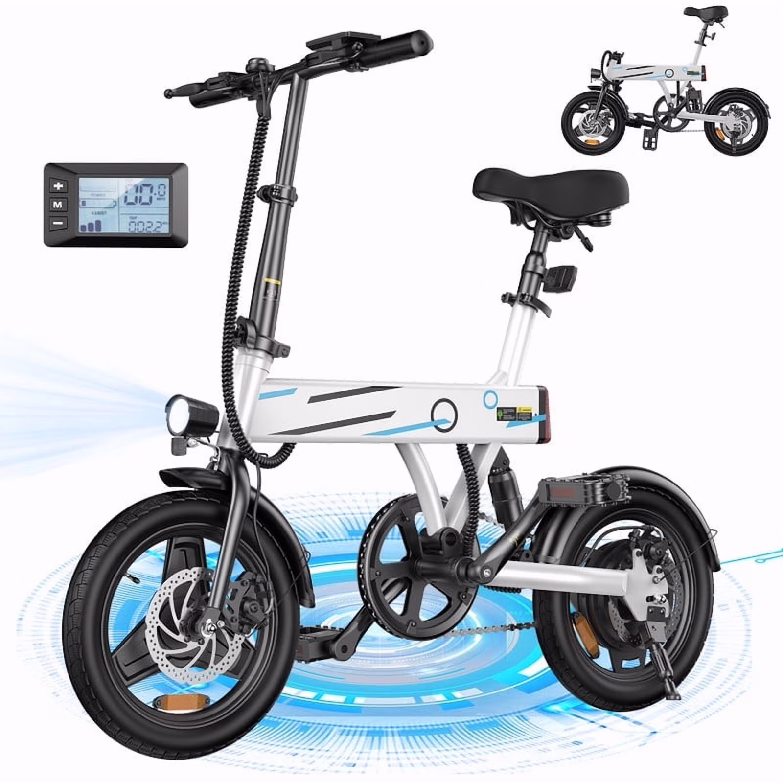 750W Peak Folding Electric Bike for Adult Teens,20MPH 36V/7.8AH,14