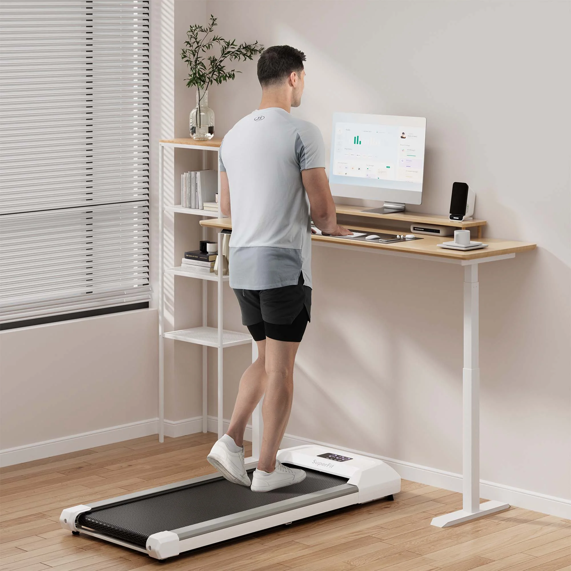 SuperFit 0.6-3.8MPH Walking Pad Under Desk Treadmill with Remote Control and LED Display Black