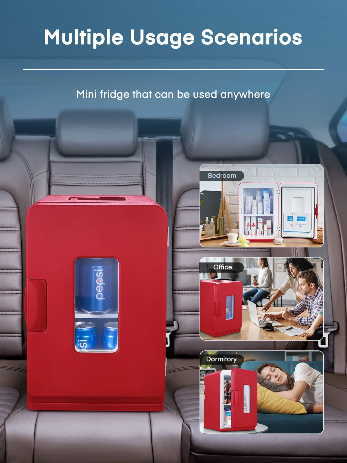 15L/21 Can Mini Fridge for Bedroom Refrigerator Cooler&Warmer, AC/DC, 1 Door, 11.8