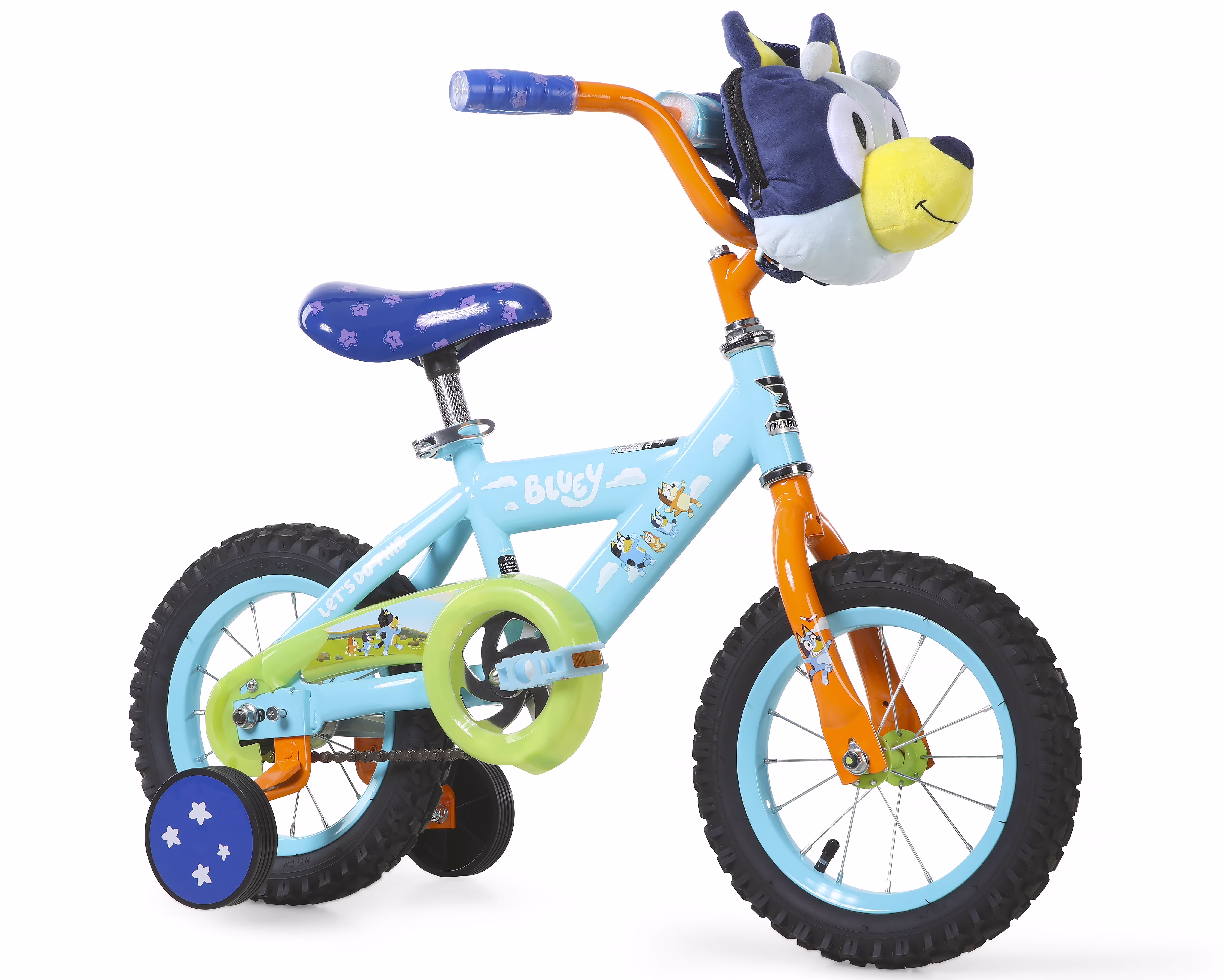 Bluey 12-Inch Kids BMX Bike with Training Wheels, Plush Bag, Steel Frame, Coaster Brake, Ages 3-5