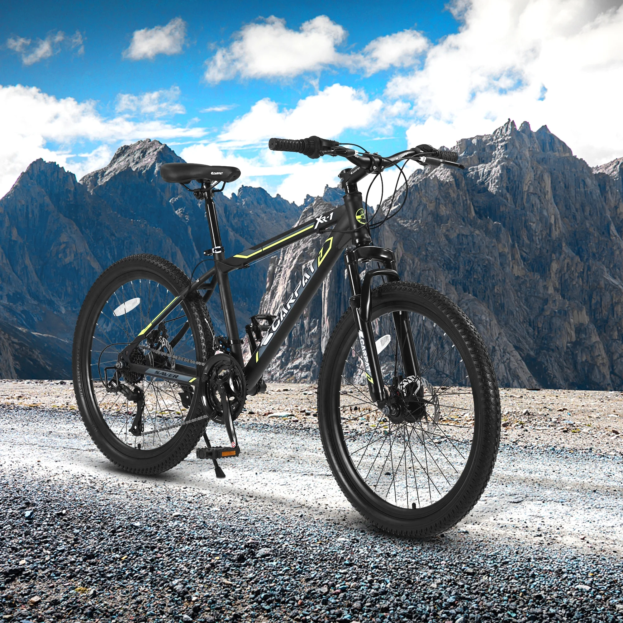 Ecarpat Mountain Bike, 24-Inch Wheels Bikes Shimano 21-Speed with High Carbon Steel Frame Mechanical Disc Brakes Front Suspension Fork for Youth Adults Multiple Colors