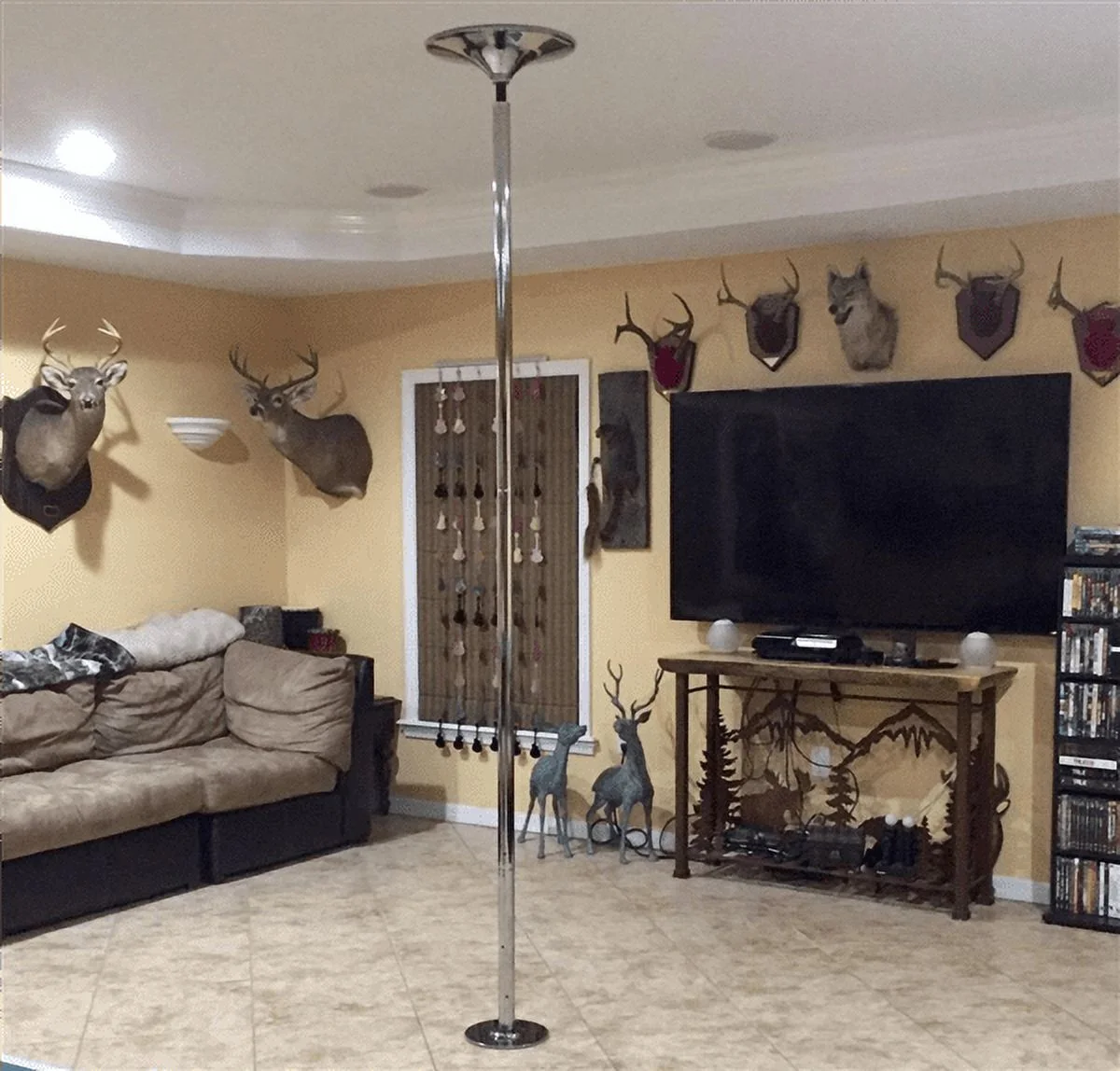 Adjustable Dance Pole Portable Stripper Pole Static Spinning Exercise Fitness,Silver