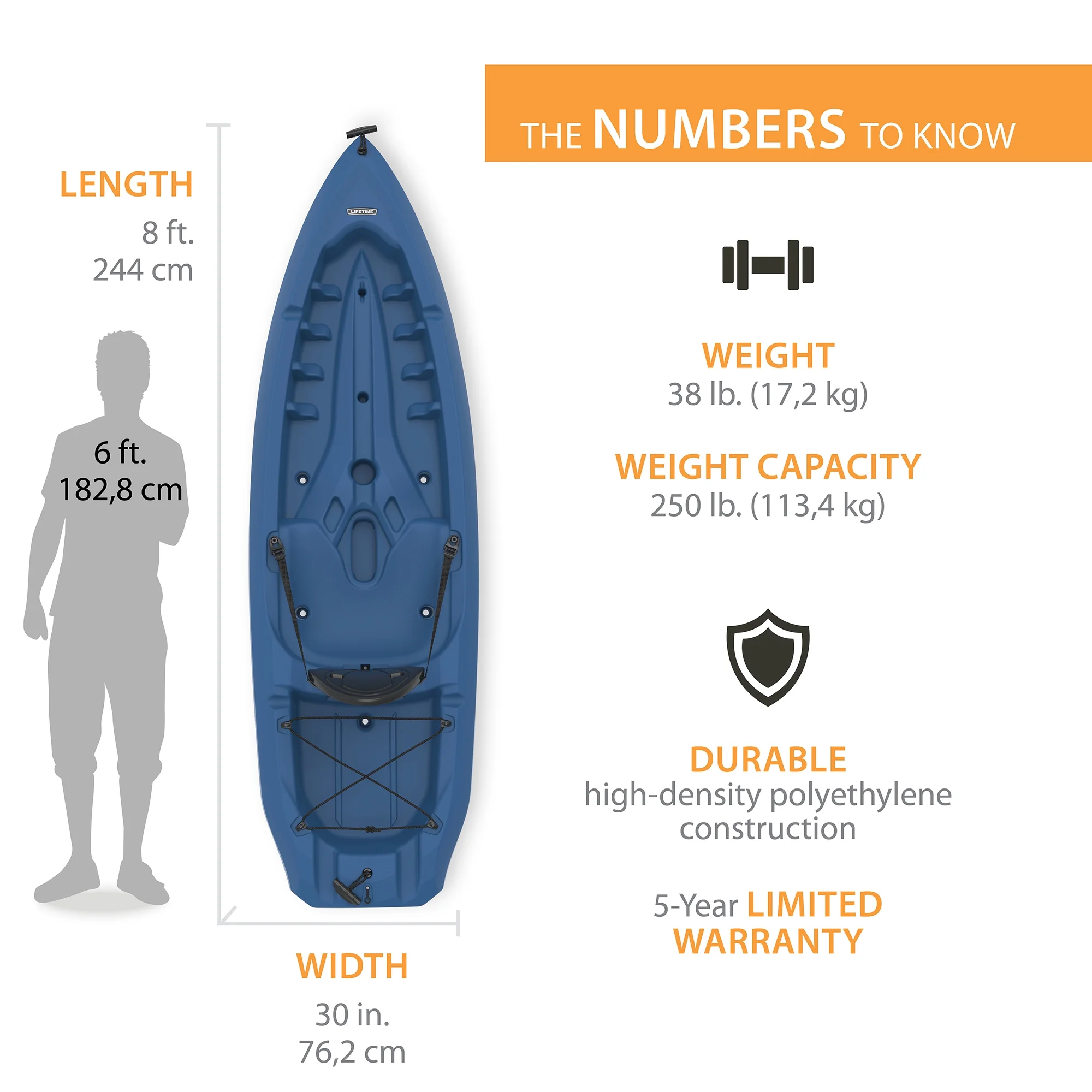 Lifetime Daylite 8 ft Sit-on-Top Kayak, Red (90775)