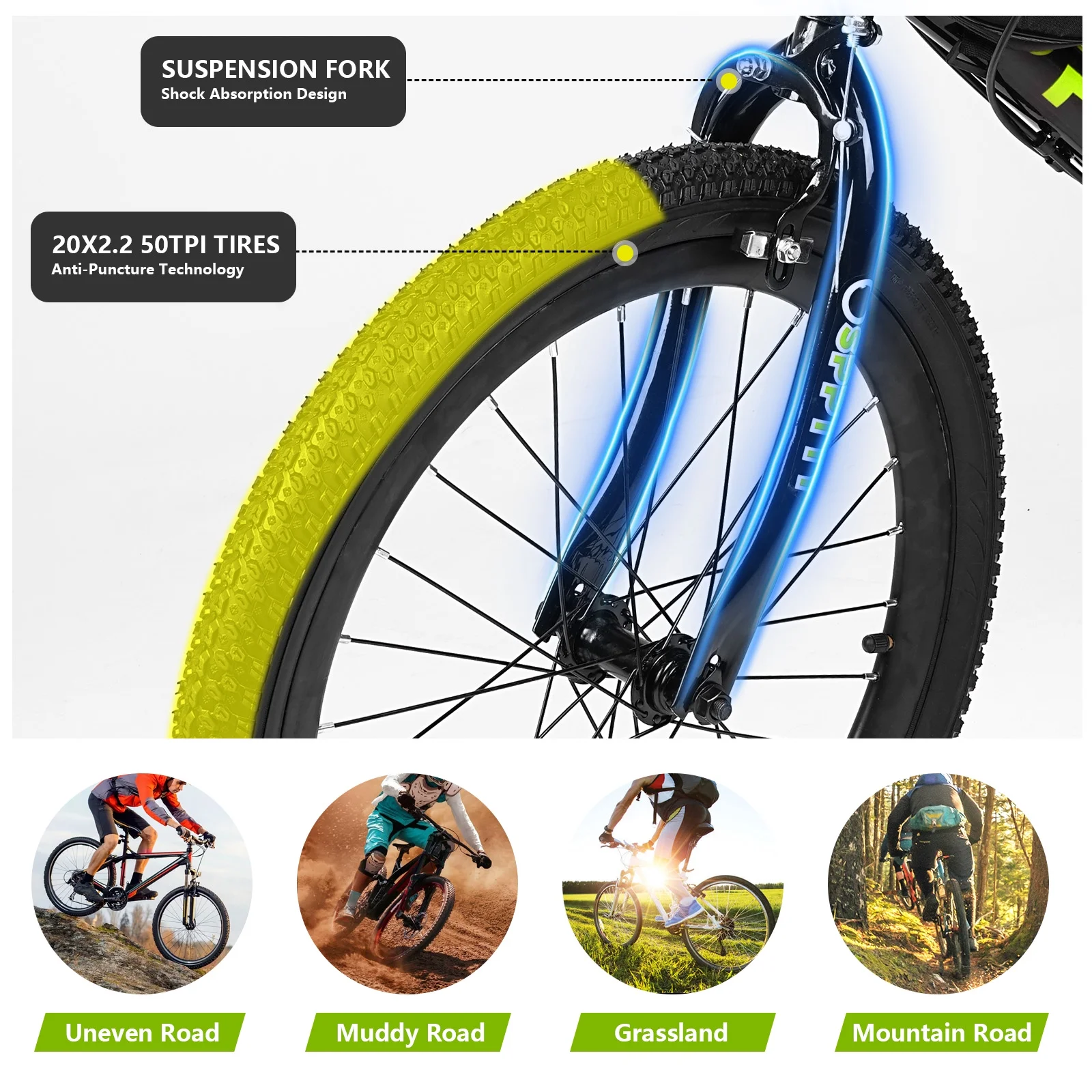 SPPTTY 20-24 inch Bike,6-Speed Mountain Bike for Men Women Boys Girls,Comfort Saddle,Blue